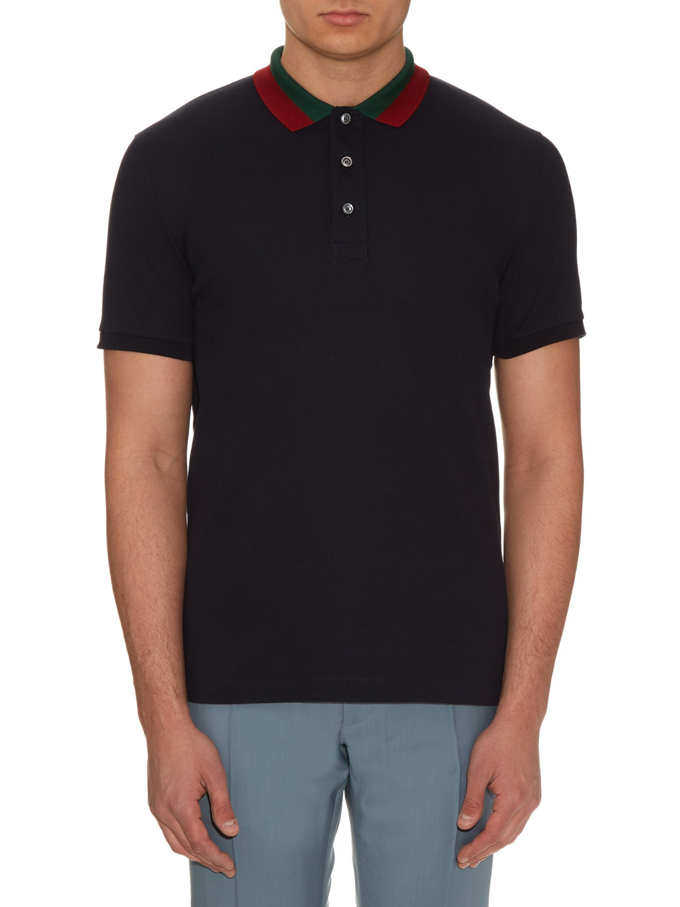 Gucci Floralembroidered Cottonblend Polo Shirt in Black for Men Lyst