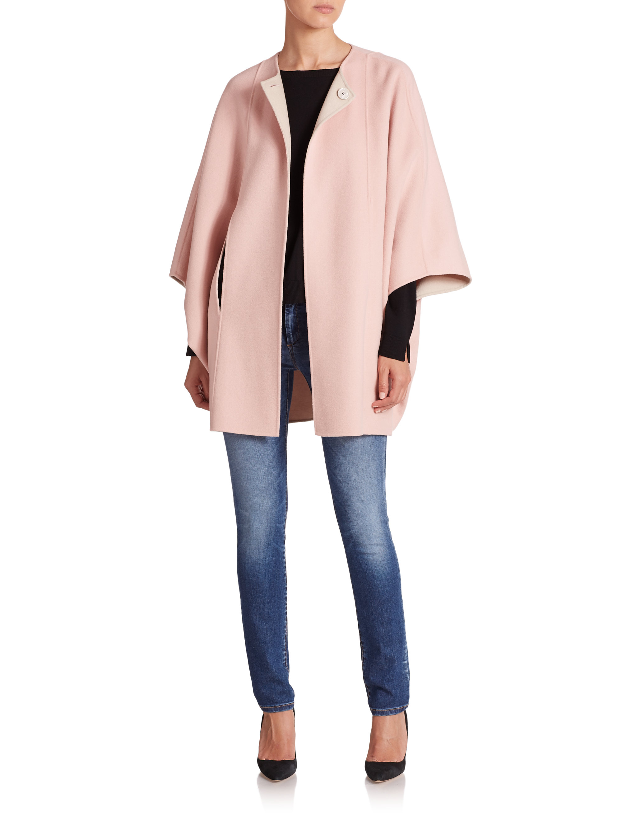 Weekend by maxmara Reversible Wool Cape in Pink Lyst