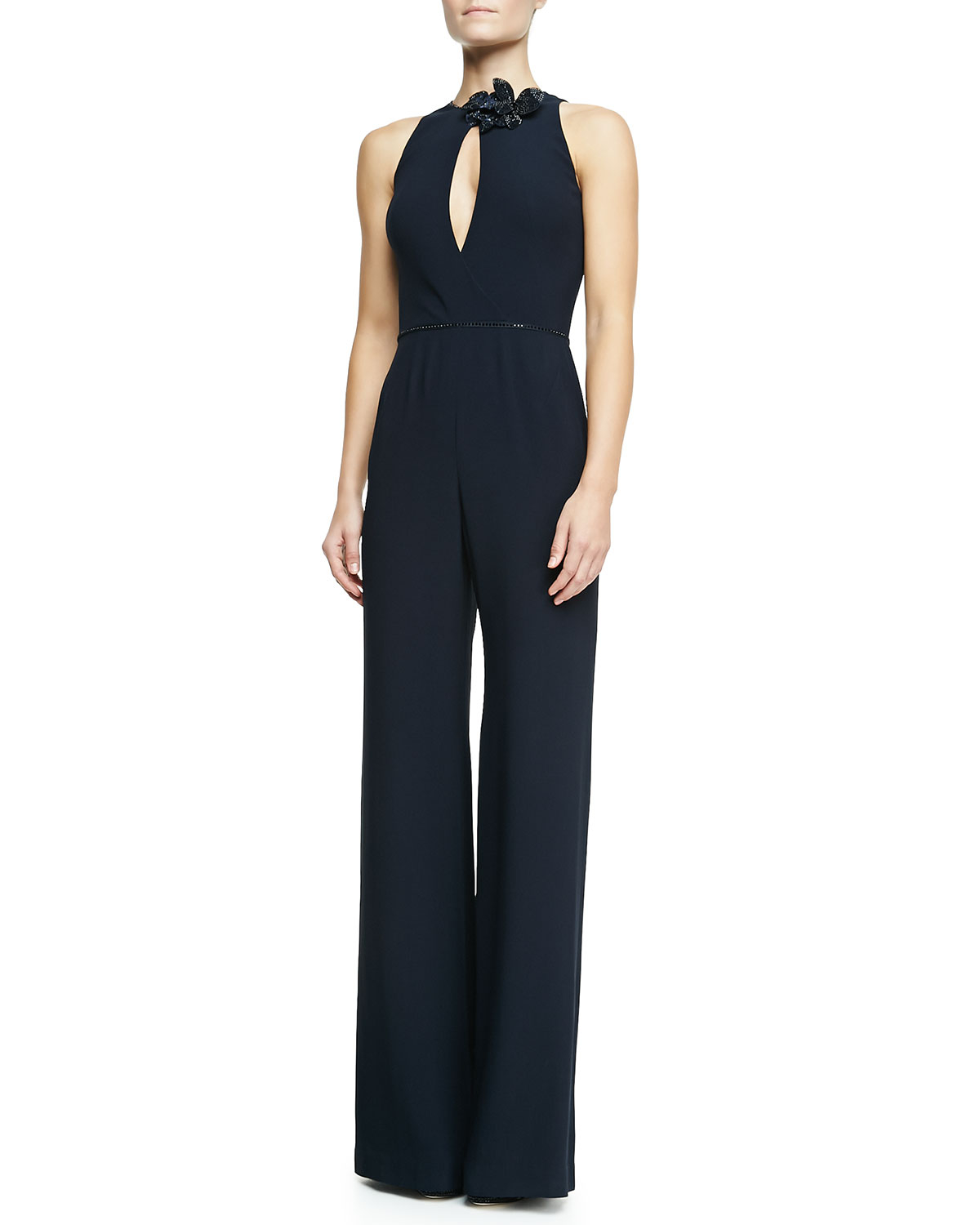 Jenny Packham Halter Keyhole Jumpsuit in Blue (MIDNIGHT) | Lyst