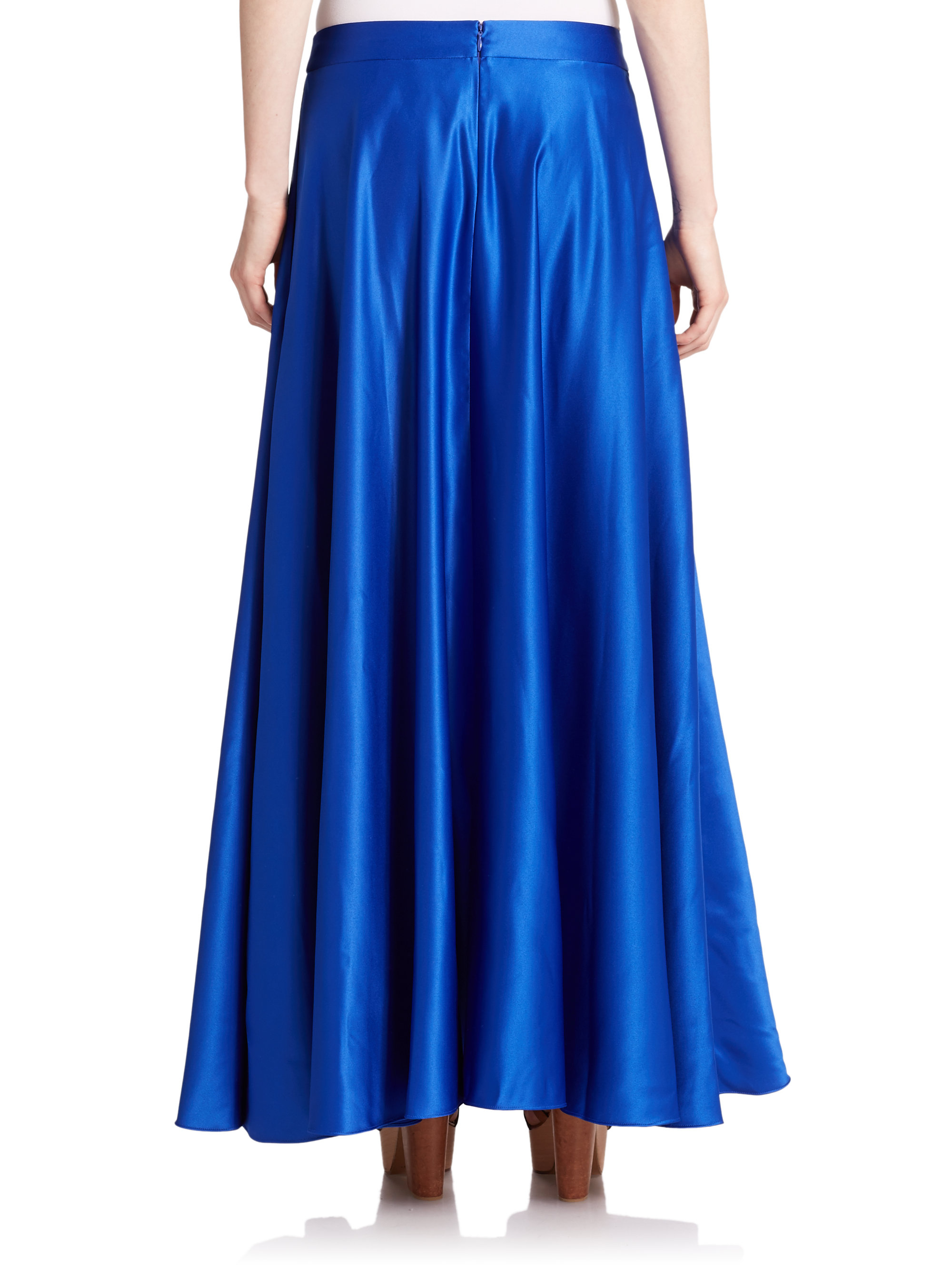 Lyst - Polo Ralph Lauren Satin Drawcord Maxi Skirt in Blue