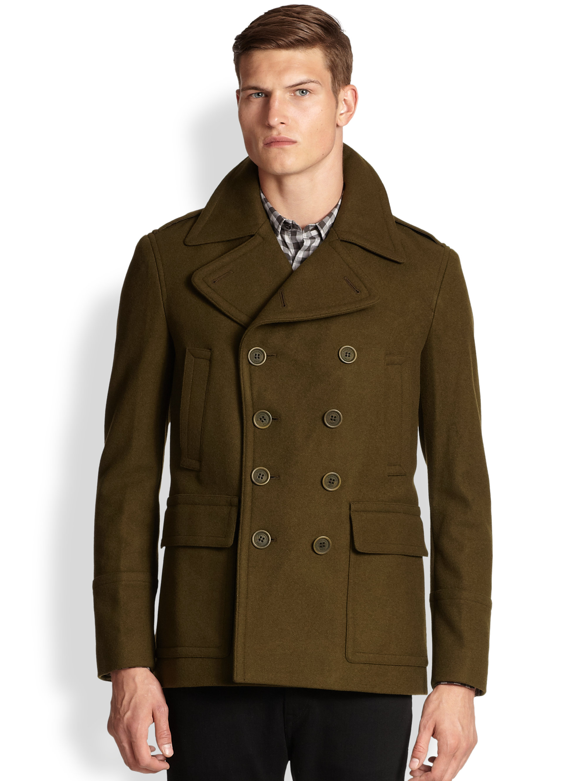 Lyst - Burberry Brit Ellingham Wool Cashmere Doublebreasted Peacoat in ...