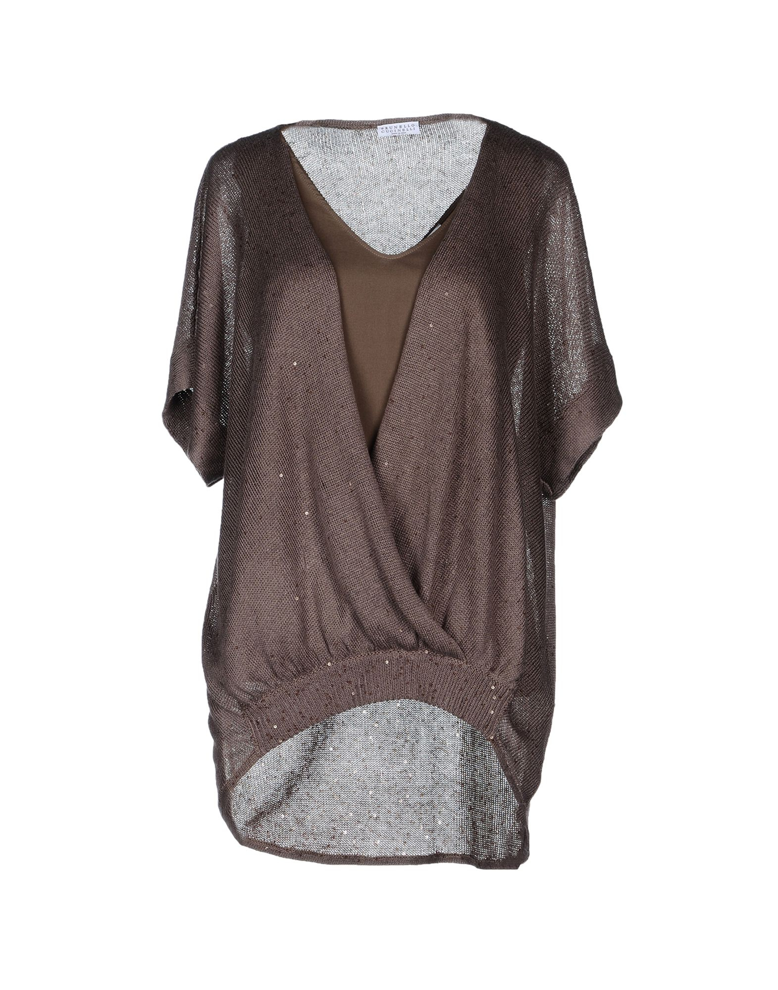 Brunello Cucinelli Short Sleeve Sweater in Brown (Dark brown) | Lyst