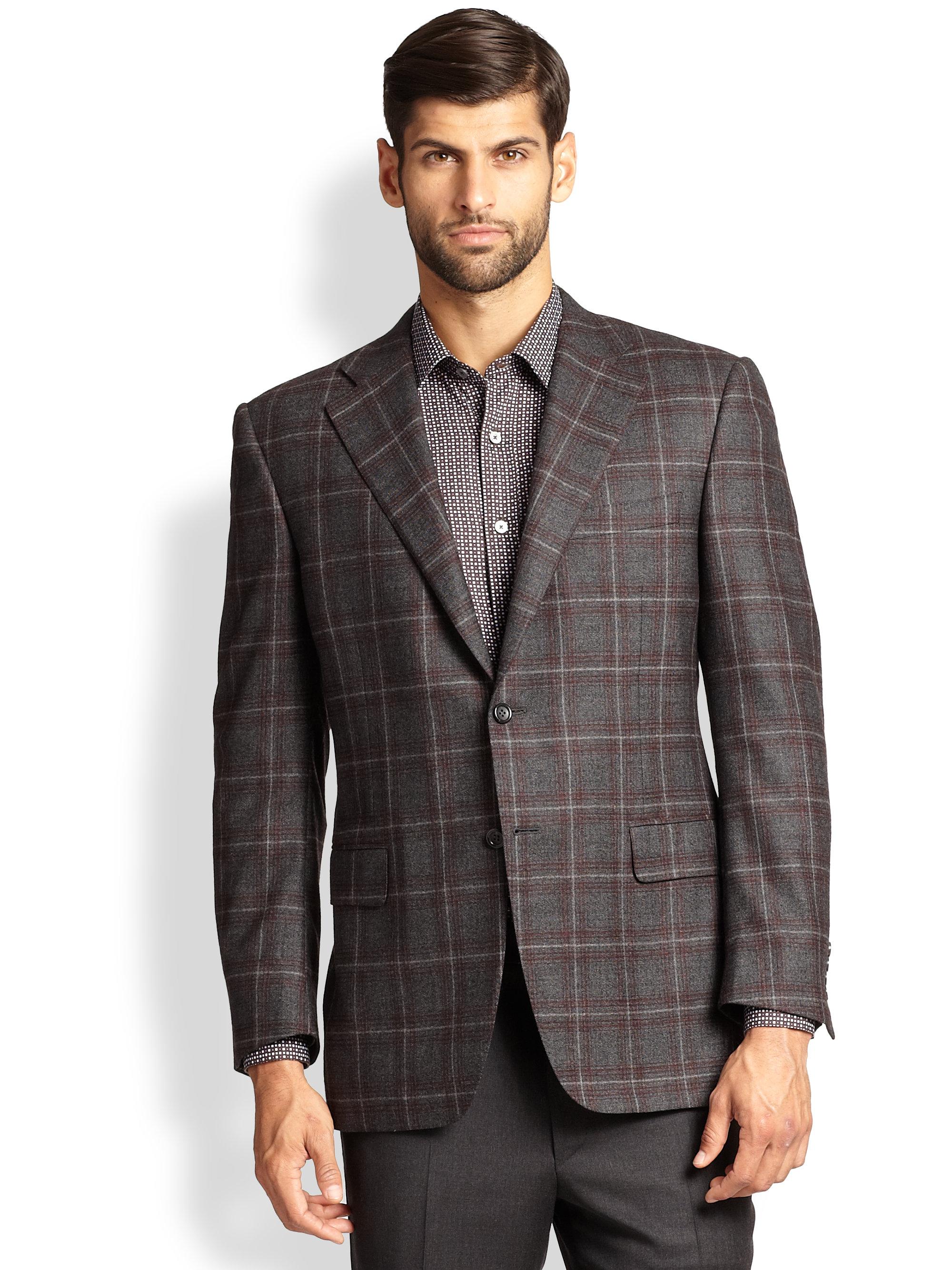 Canali Plaid Wool Sportcoat in Gray for Men (CHARCOAL) | Lyst