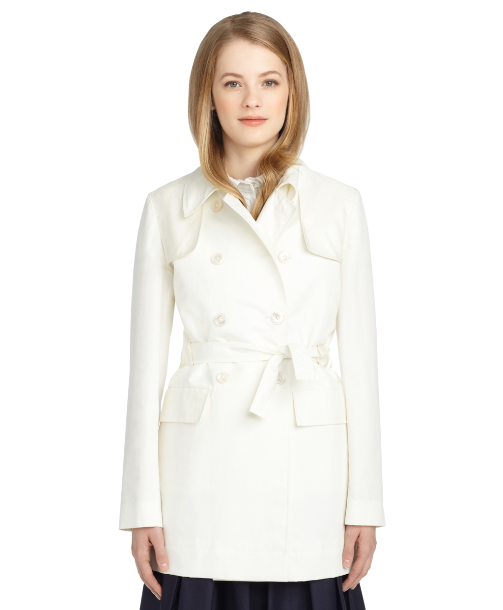 Lyst - Brooks Brothers Belted Trench Coat in White