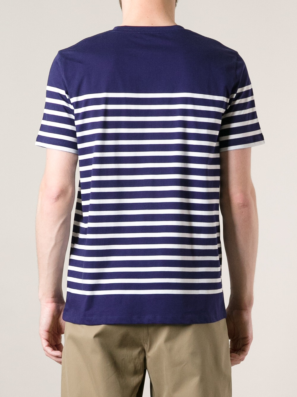 white and blue striped t shirt