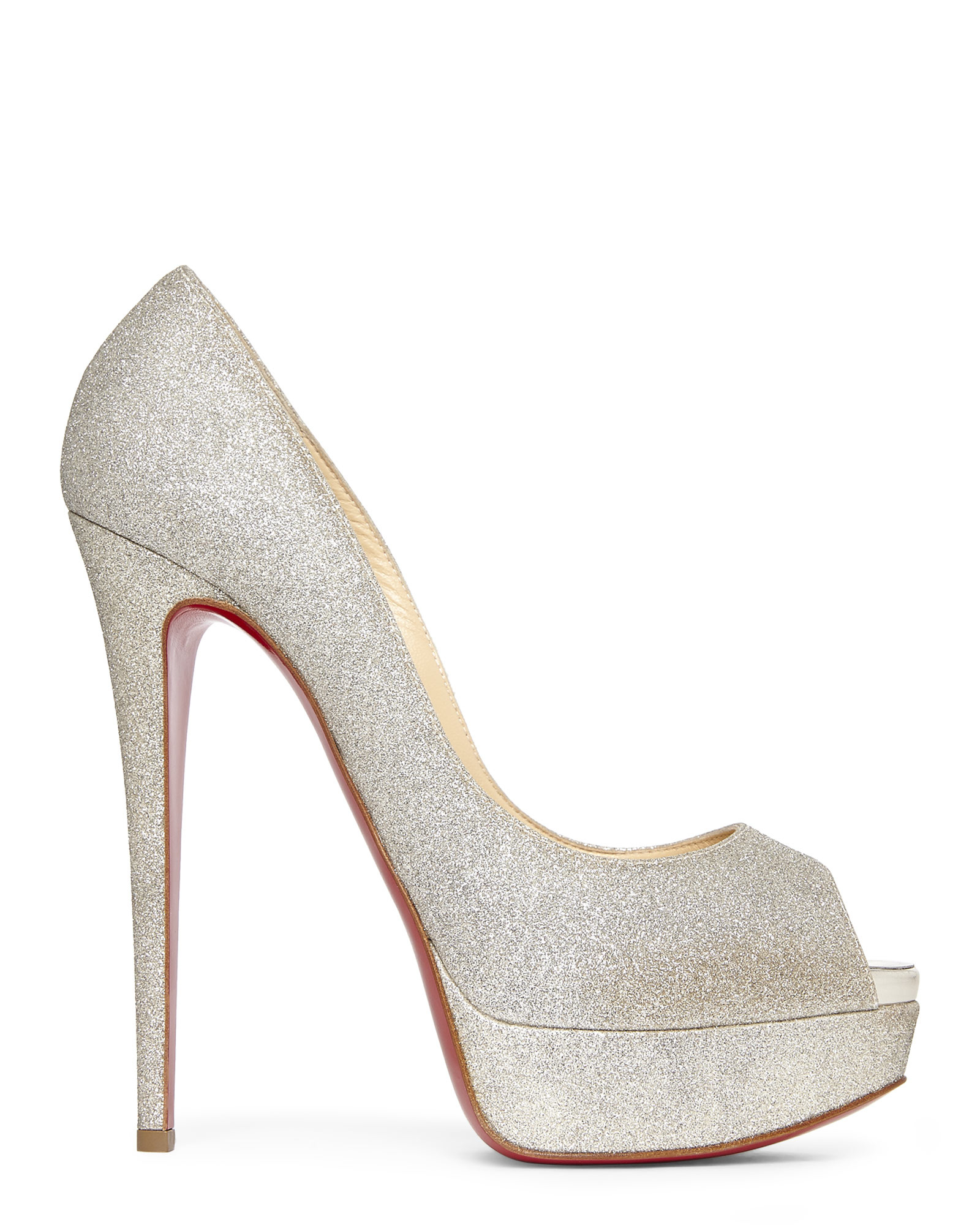 white louis vuitton loafers - Christian louboutin Lady Peep Glitter Platform Pumps in White | Lyst