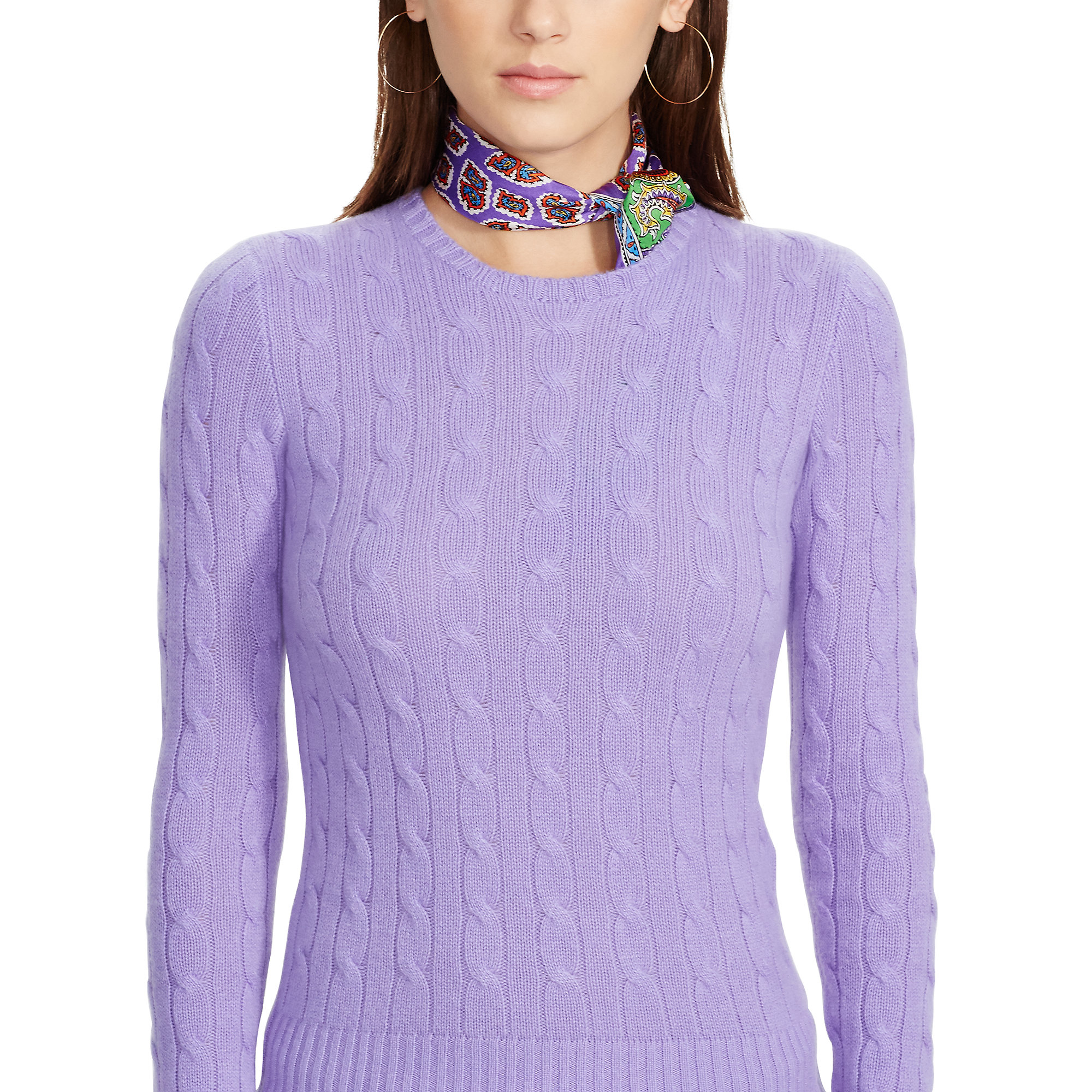 Lyst - Polo Ralph Lauren Slim Cable Cashmere Sweater in Purple