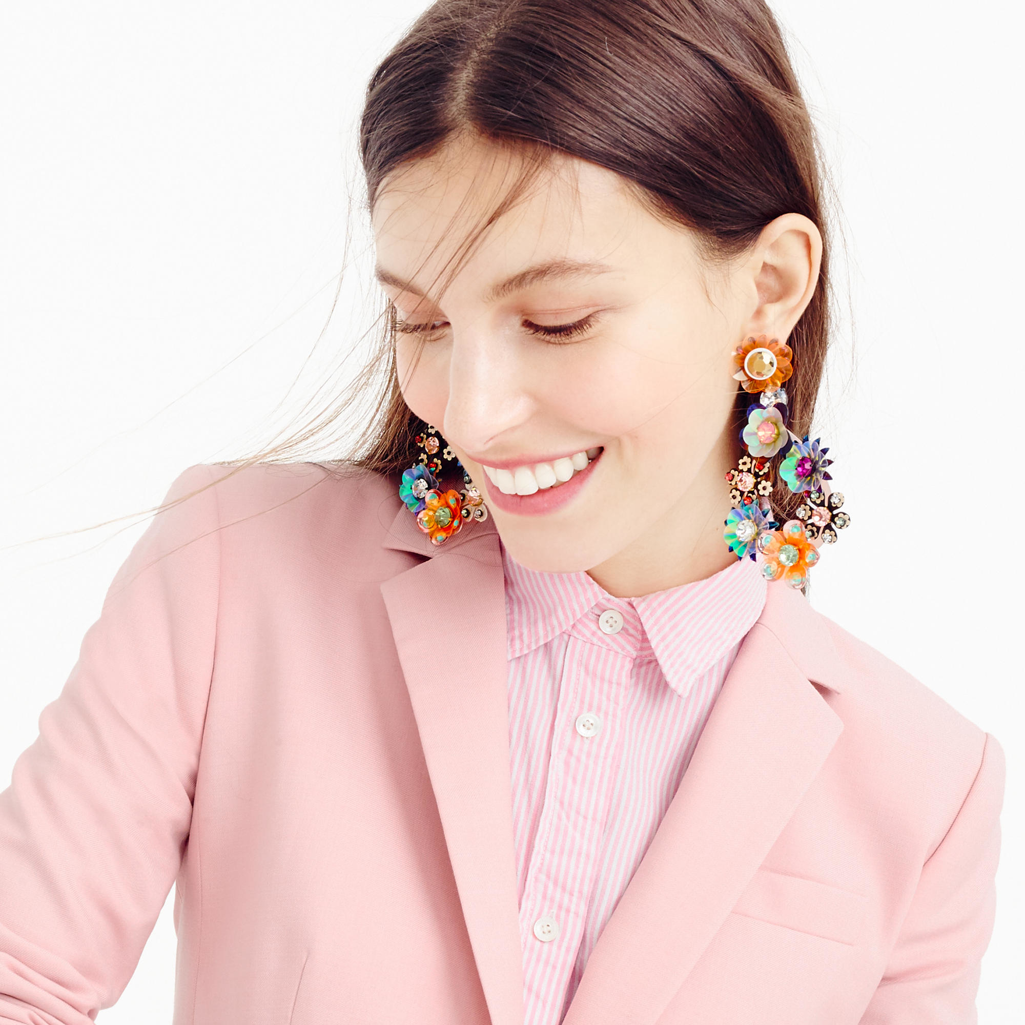 Lyst J.Crew Sequin And Crystal Rose Earrings