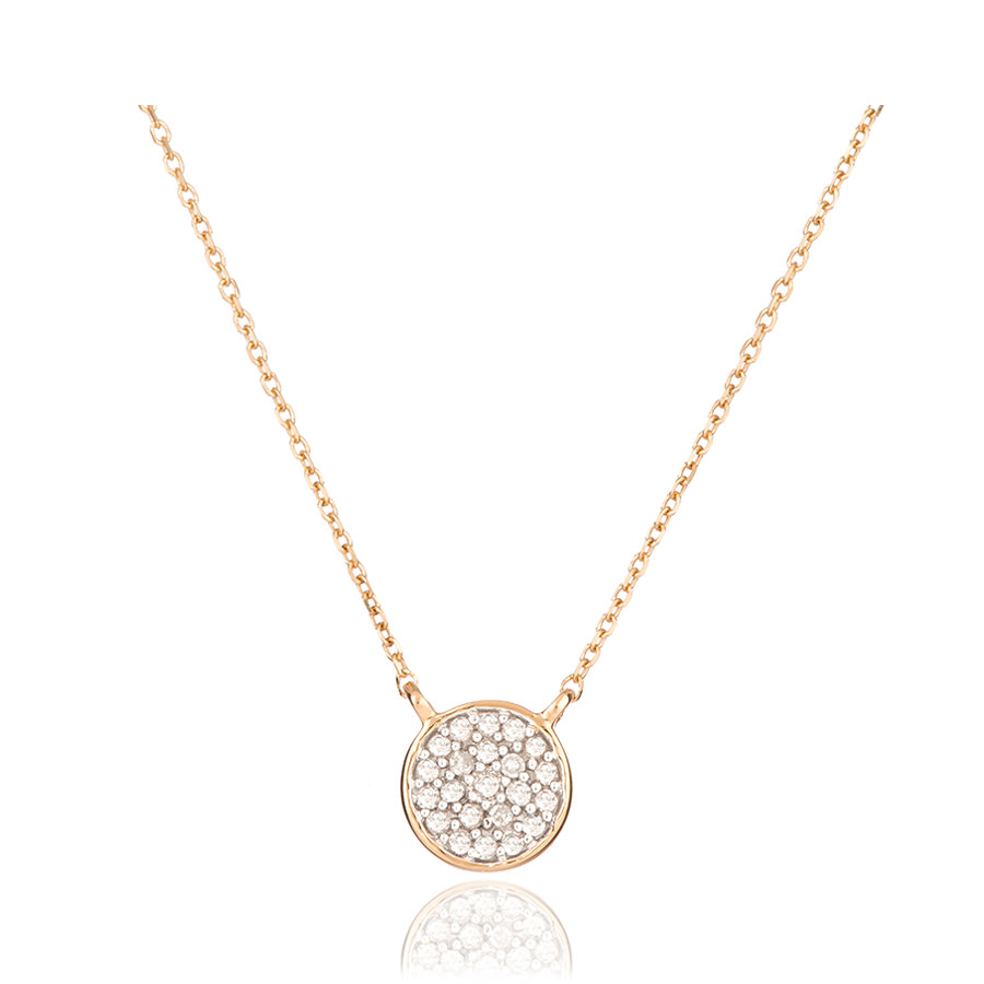 Adina reyter Solid Pave Disc Necklace in Gold (Yellow Gold) | Lyst