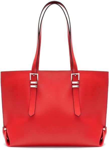 Zara Shopper Bag with Buckles in Red | Lyst