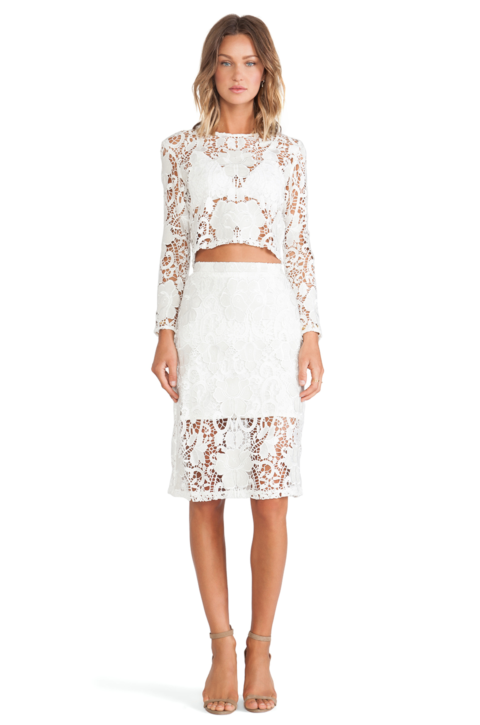 Lyst - Alexis Larissa Lace Pencil Skirt in White