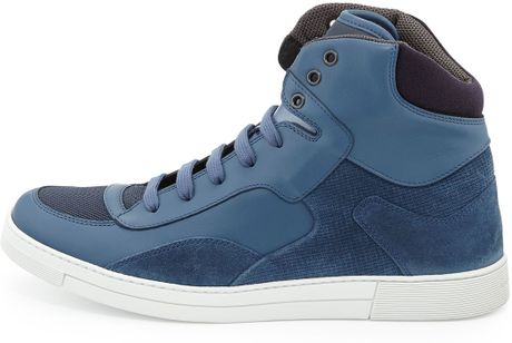 Ferragamo Robert Men'S Leather & Suede High-Top Sneaker in Blue for Men ...