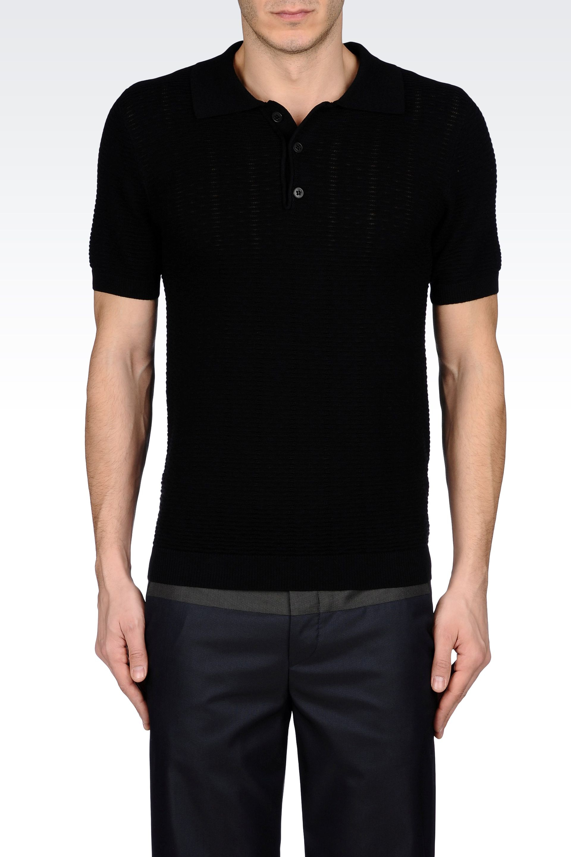 Lyst - Emporio Armani Classic Knit Polo Shirt in Black for Men