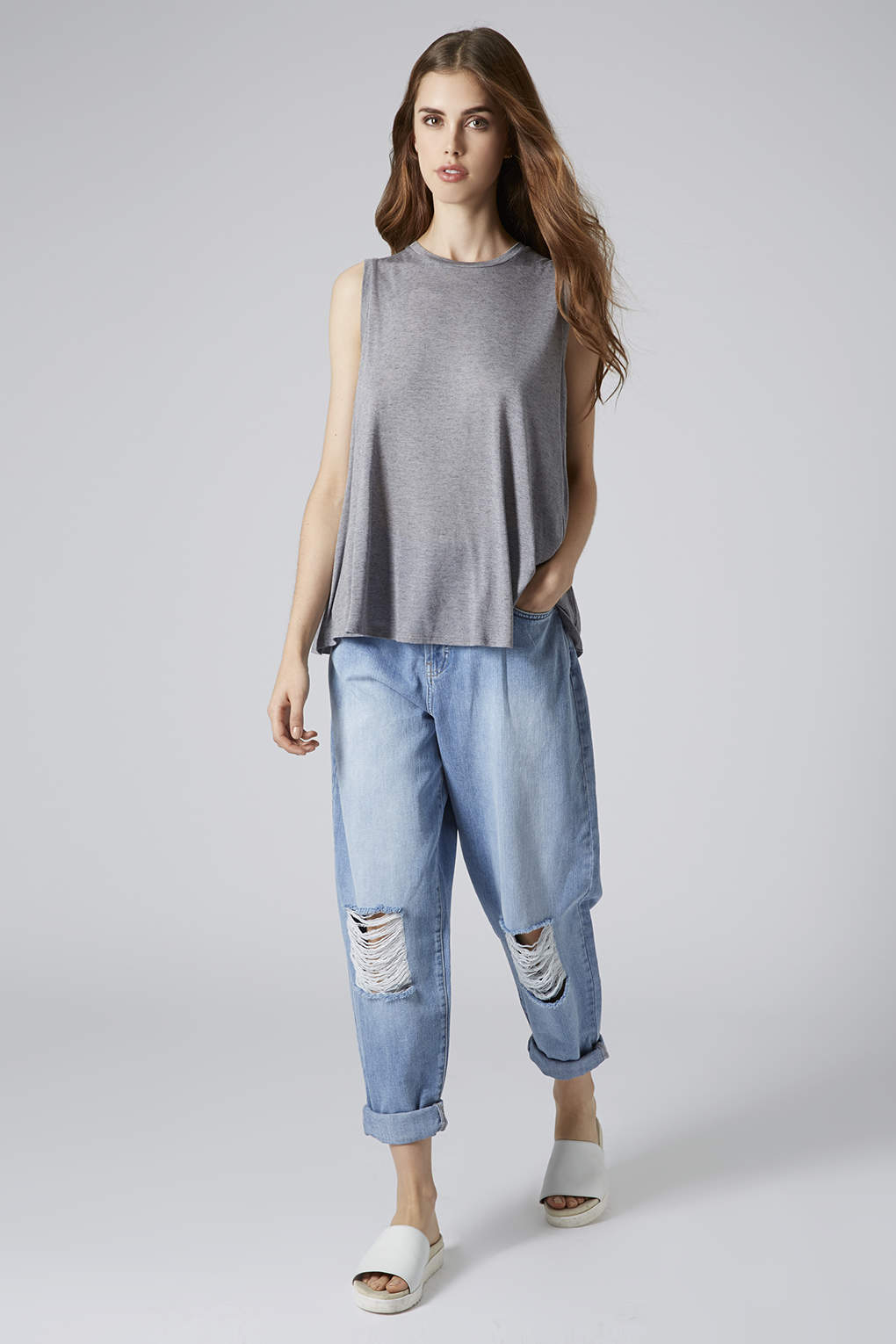 blue ripped topshop jeans