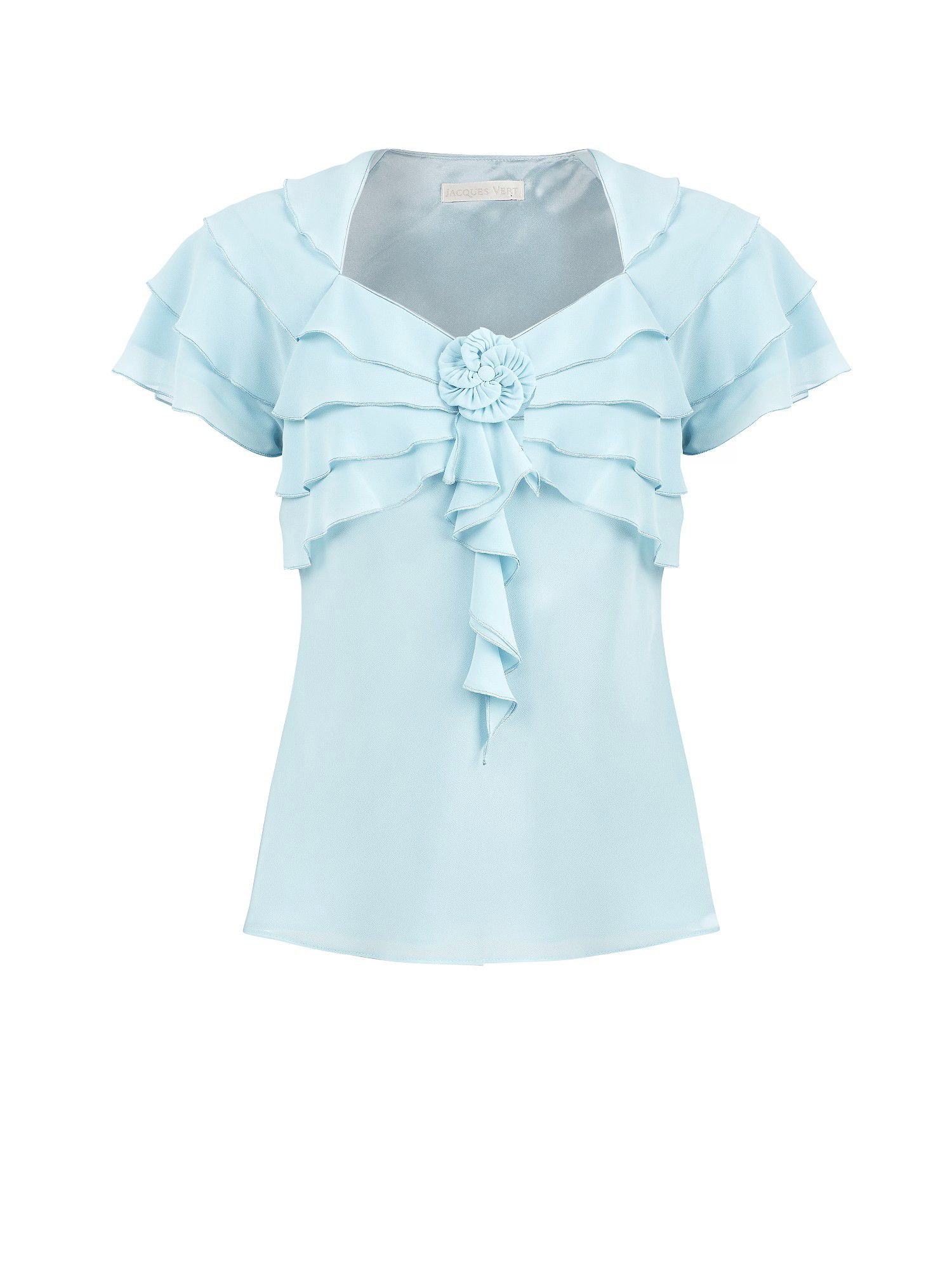 Jacques vert Pale Blue Frill Blouse in Blue | Lyst