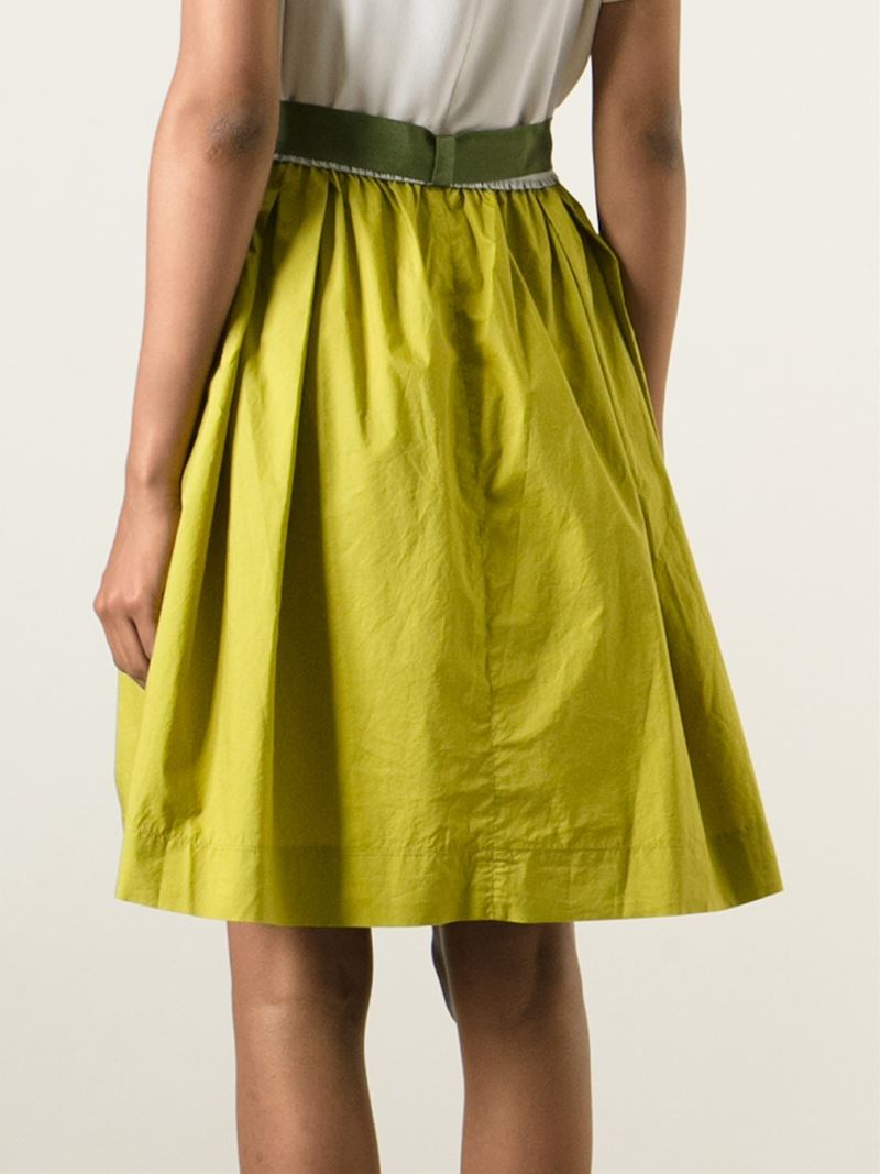 Woolrich Bow Ribbon Flared Skirt in Green | Lyst