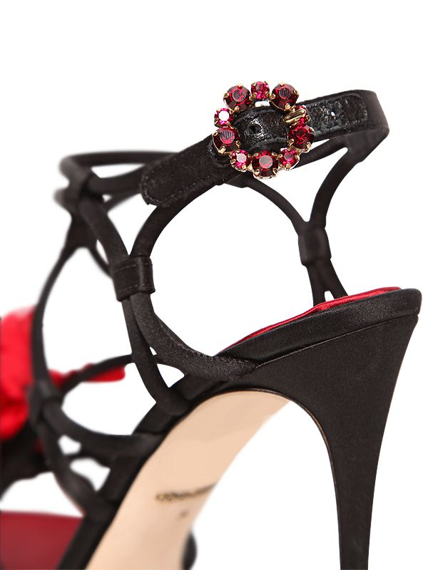 Dolce & gabbana 105Mm Keira Silk Satin Sandals in Black | Lyst