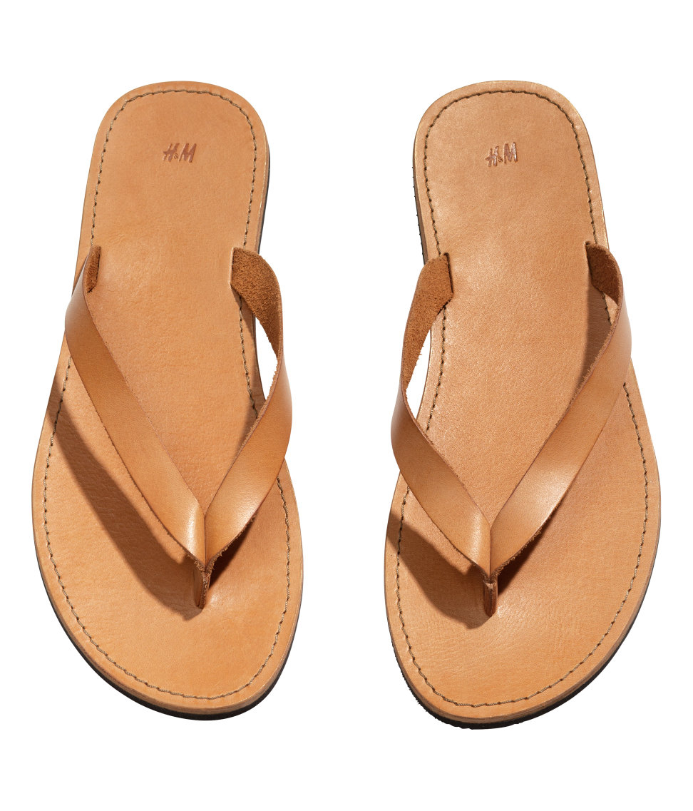 H m Leather Flip  Flops  in Brown  for Men Lyst