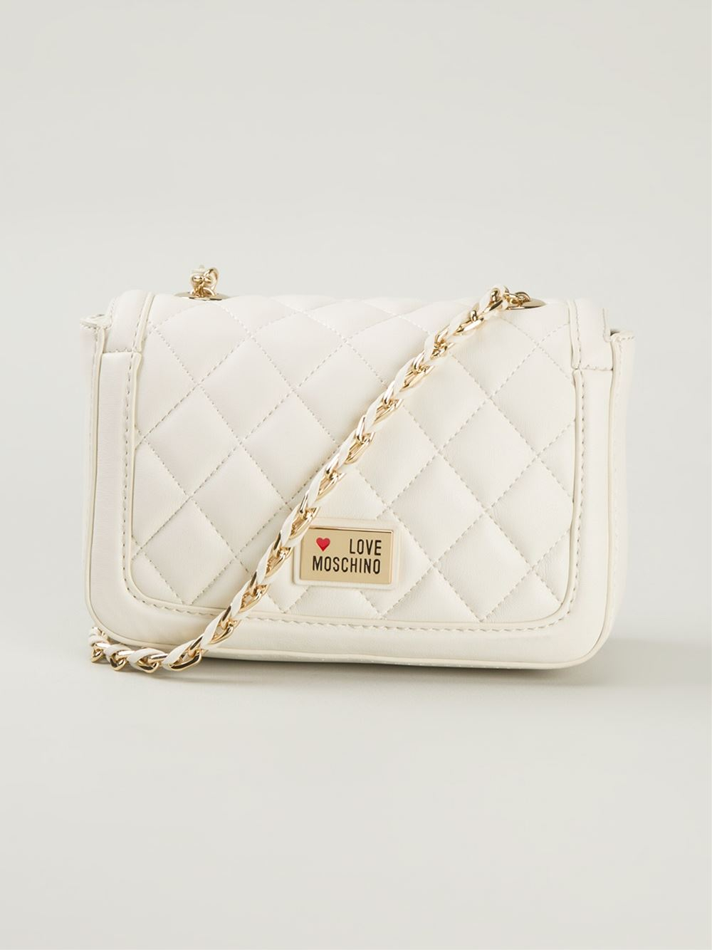 Love Moschino Quilted-Leather Cross-Body Bag in White - Lyst