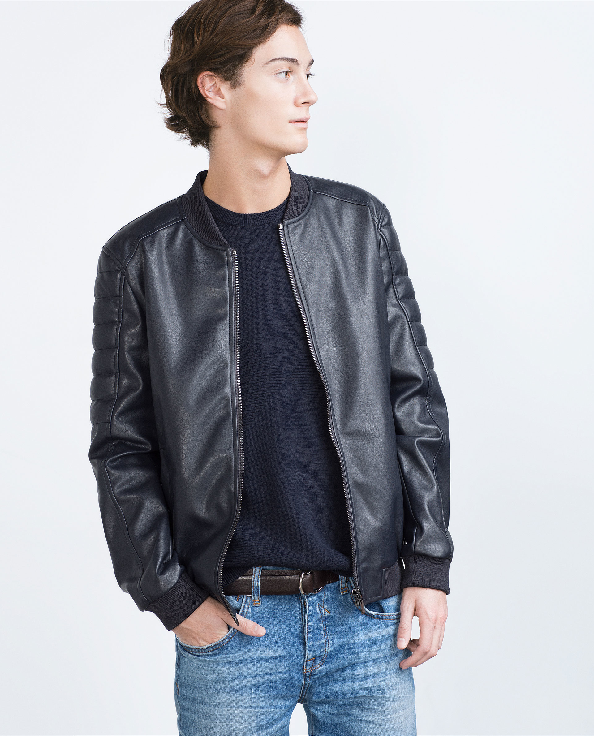 Zara Faux Leather Jacket For Men Lyst Gallery