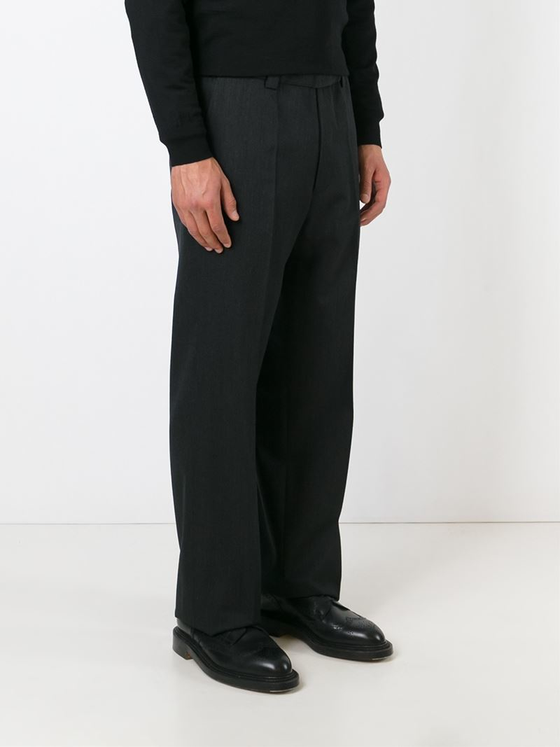 Valentino Wool Wide Leg Trousers in Black for Men - Lyst