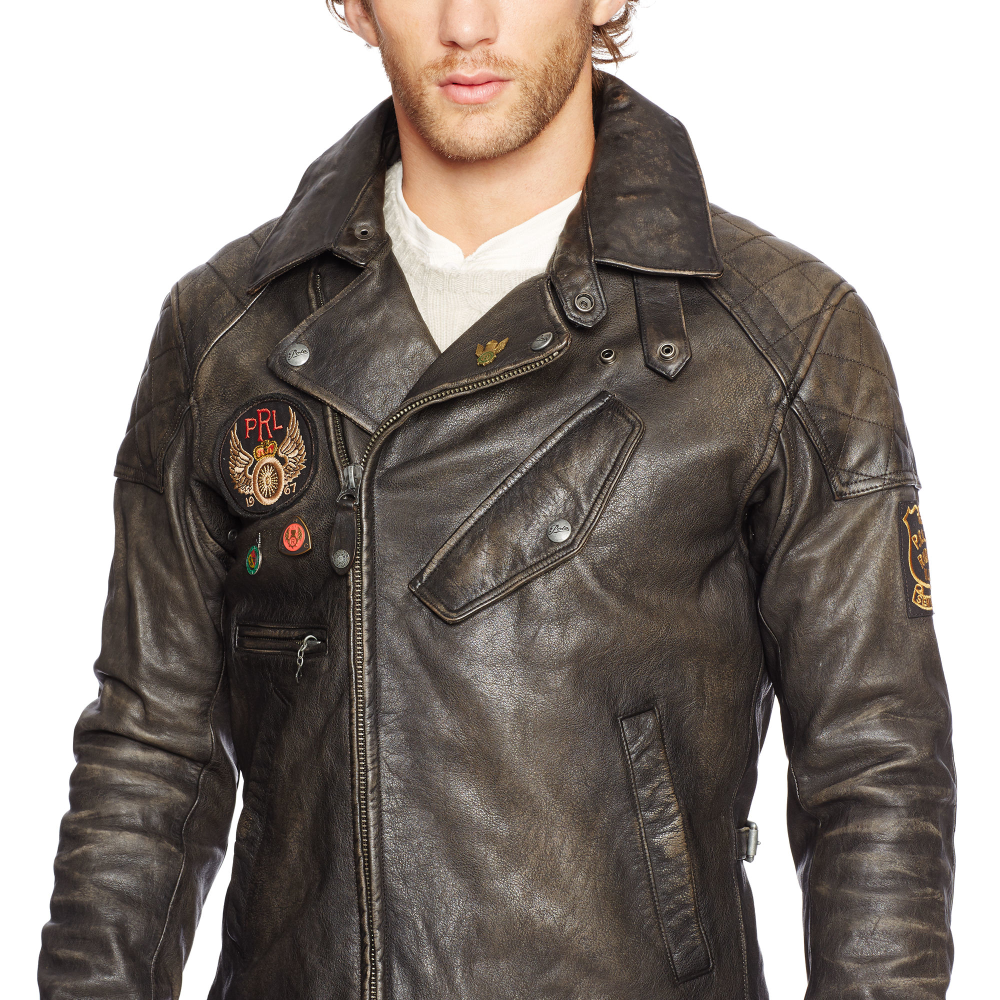 Polo ralph lauren Leather Motorcycle Jacket in Black for
