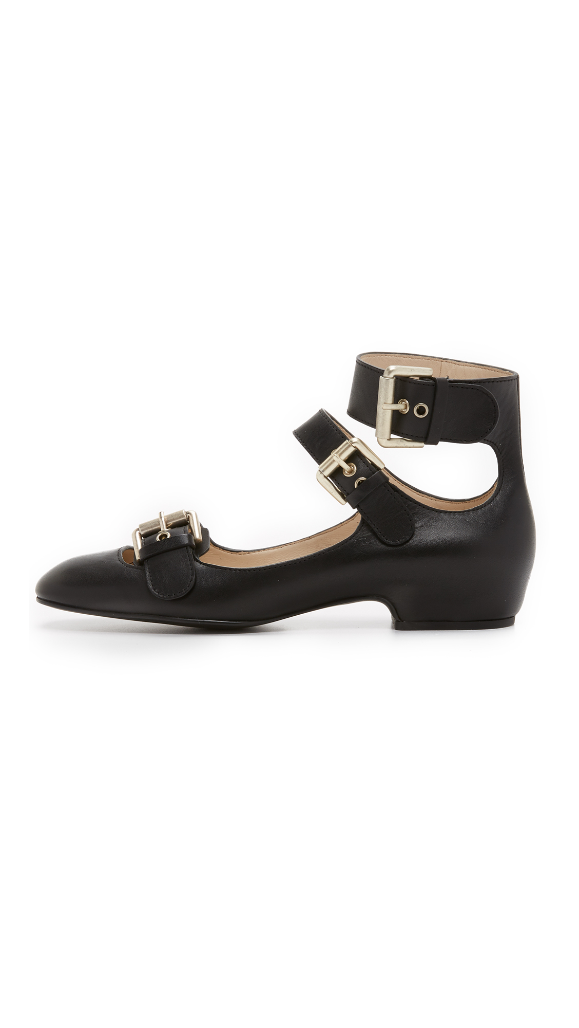 Lyst - See By Chloé Polly Buckle Flats in Black