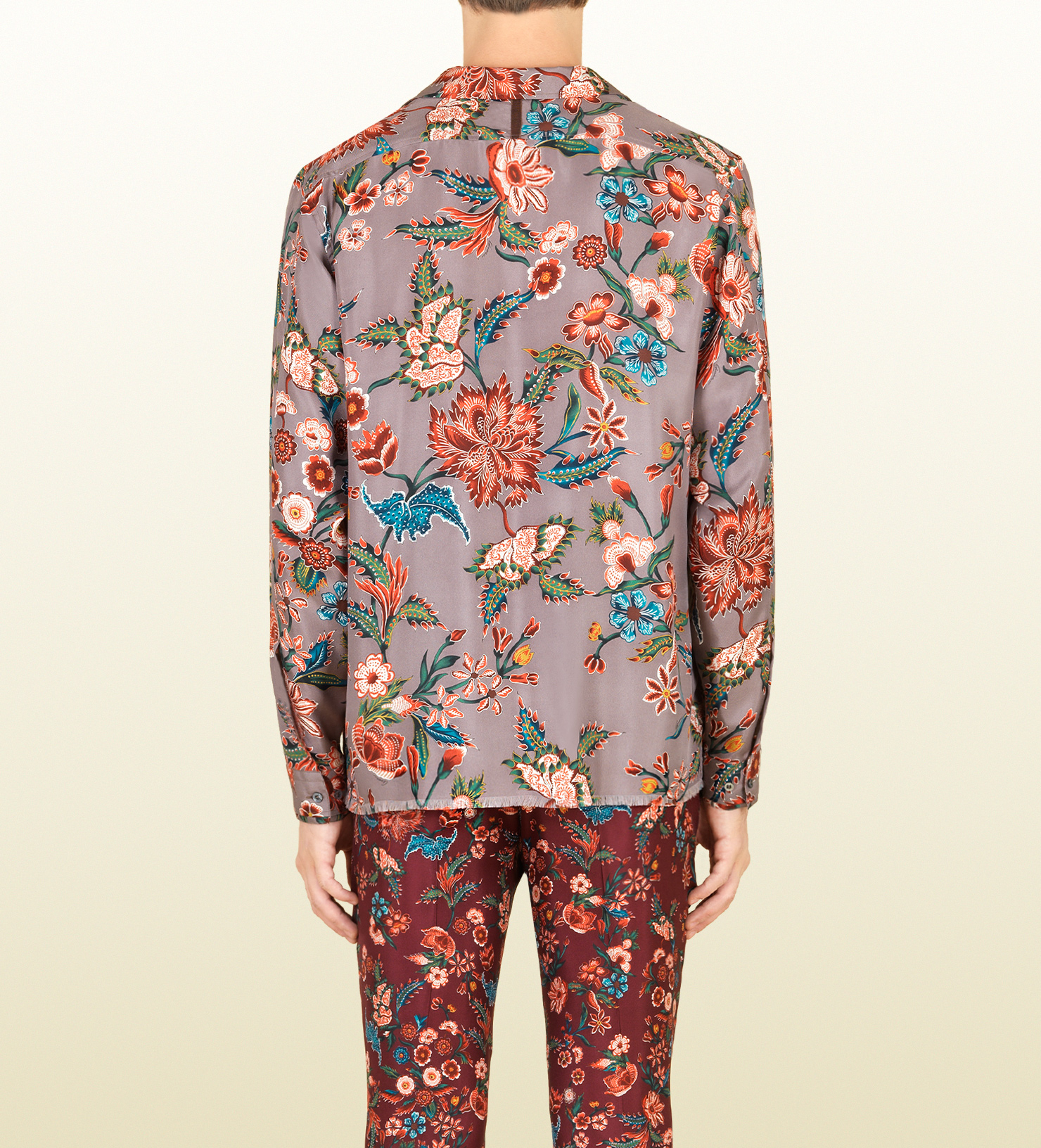 Lyst Gucci Flower Print Silk Twill Sport Shirt 