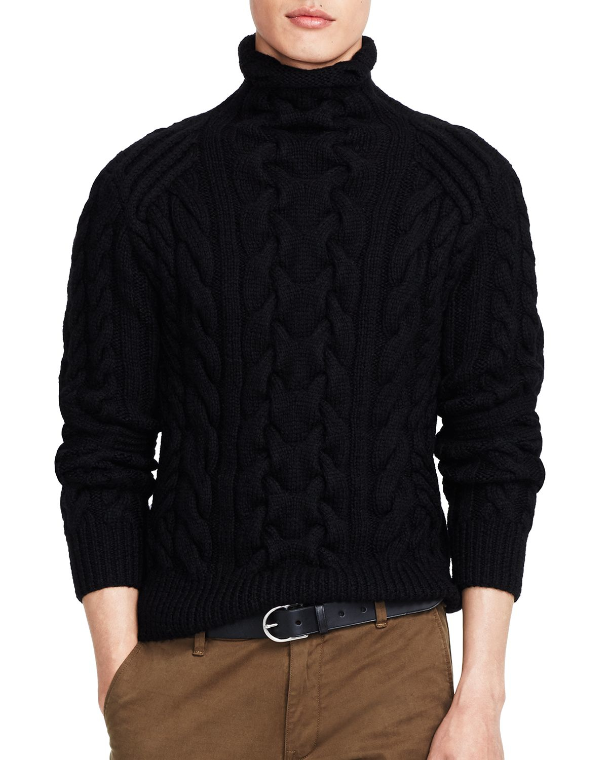 Ralph lauren Polo Cable-knit Turtleneck Sweater in Black for Men ...