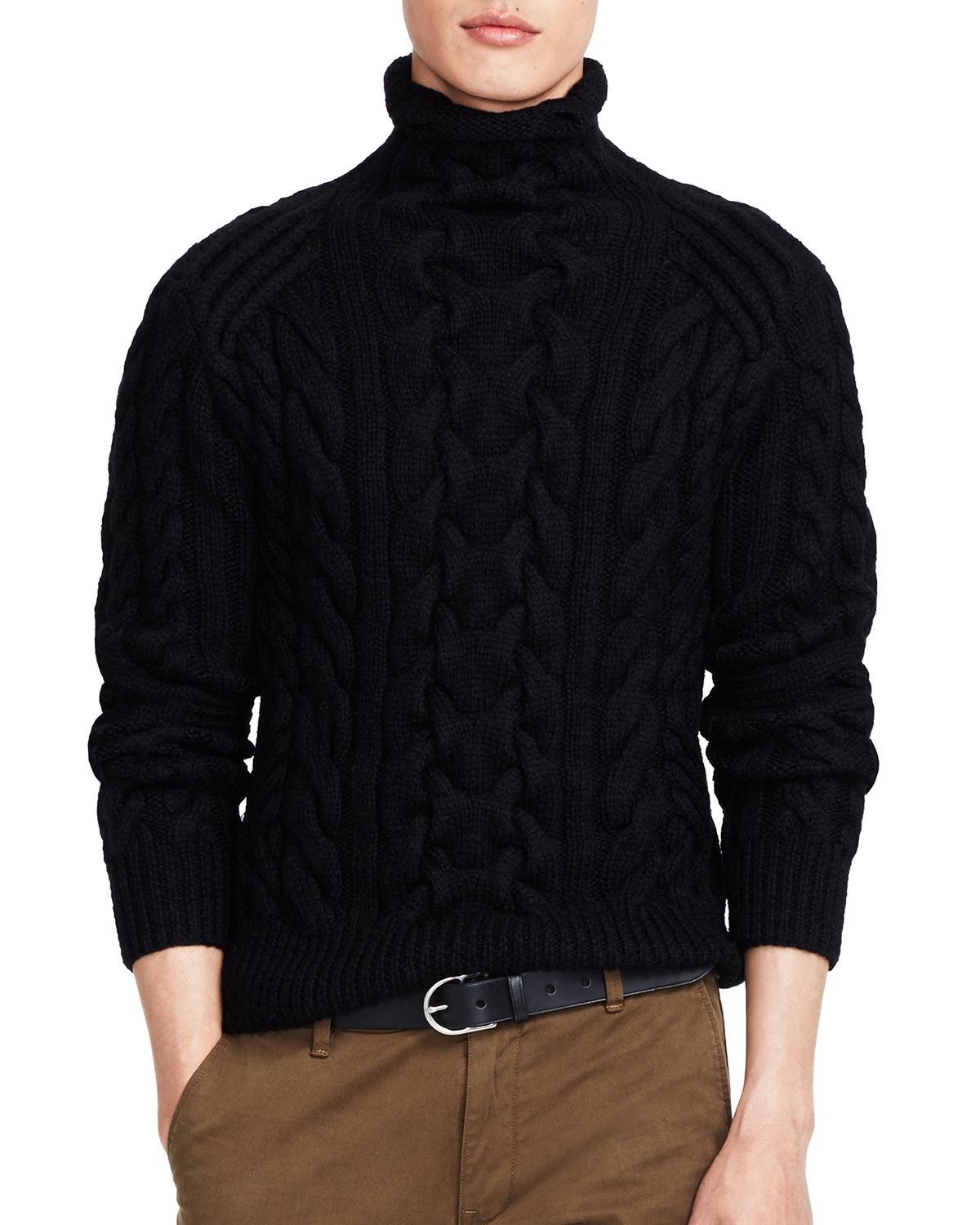 Lyst Ralph Lauren Polo Cableknit Turtleneck Sweater in Black for Men