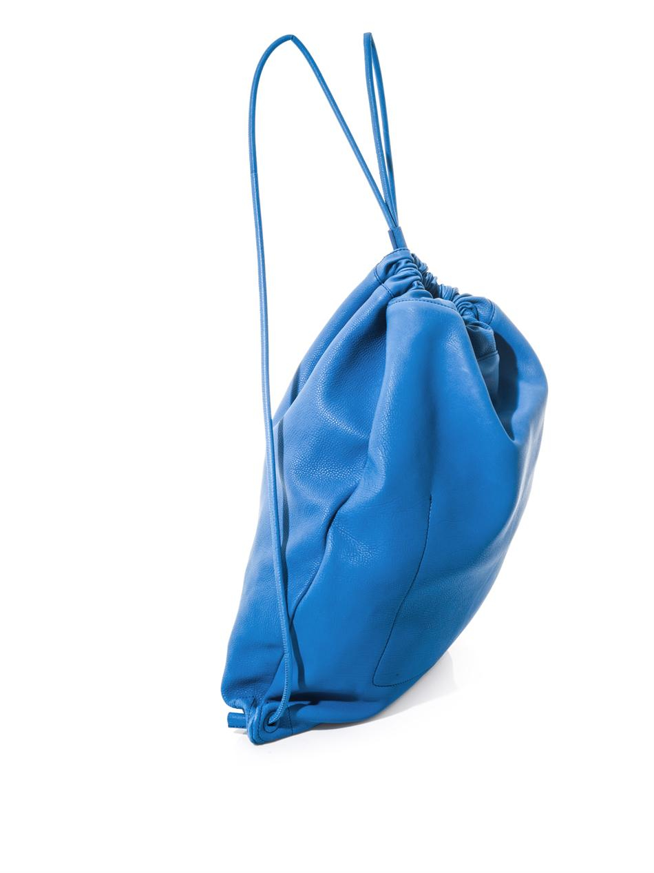 Lyst Burberry Prorsum Drawstring Leather Bag in Blue