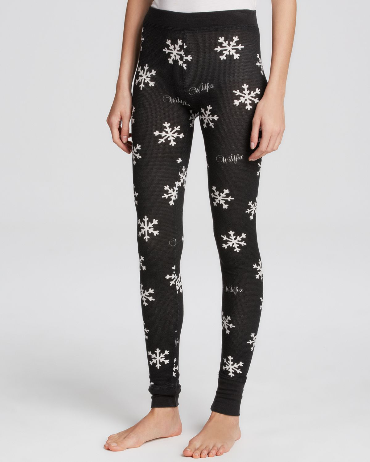 Wildfox Leggings Snowflake Thermal Knit in Black Lyst