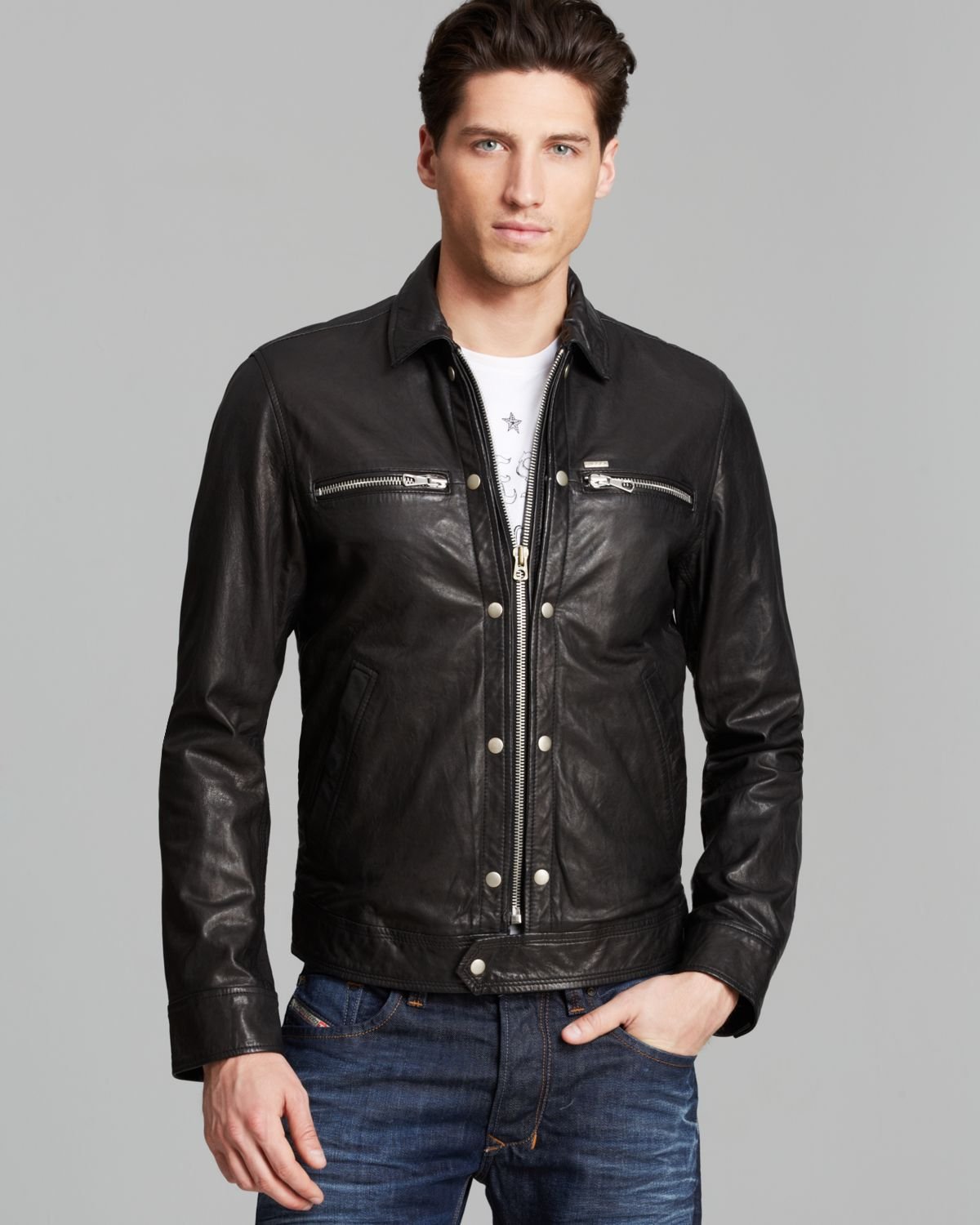 Lyst - Diesel Lbunmi Leather Jacket in Black for Men