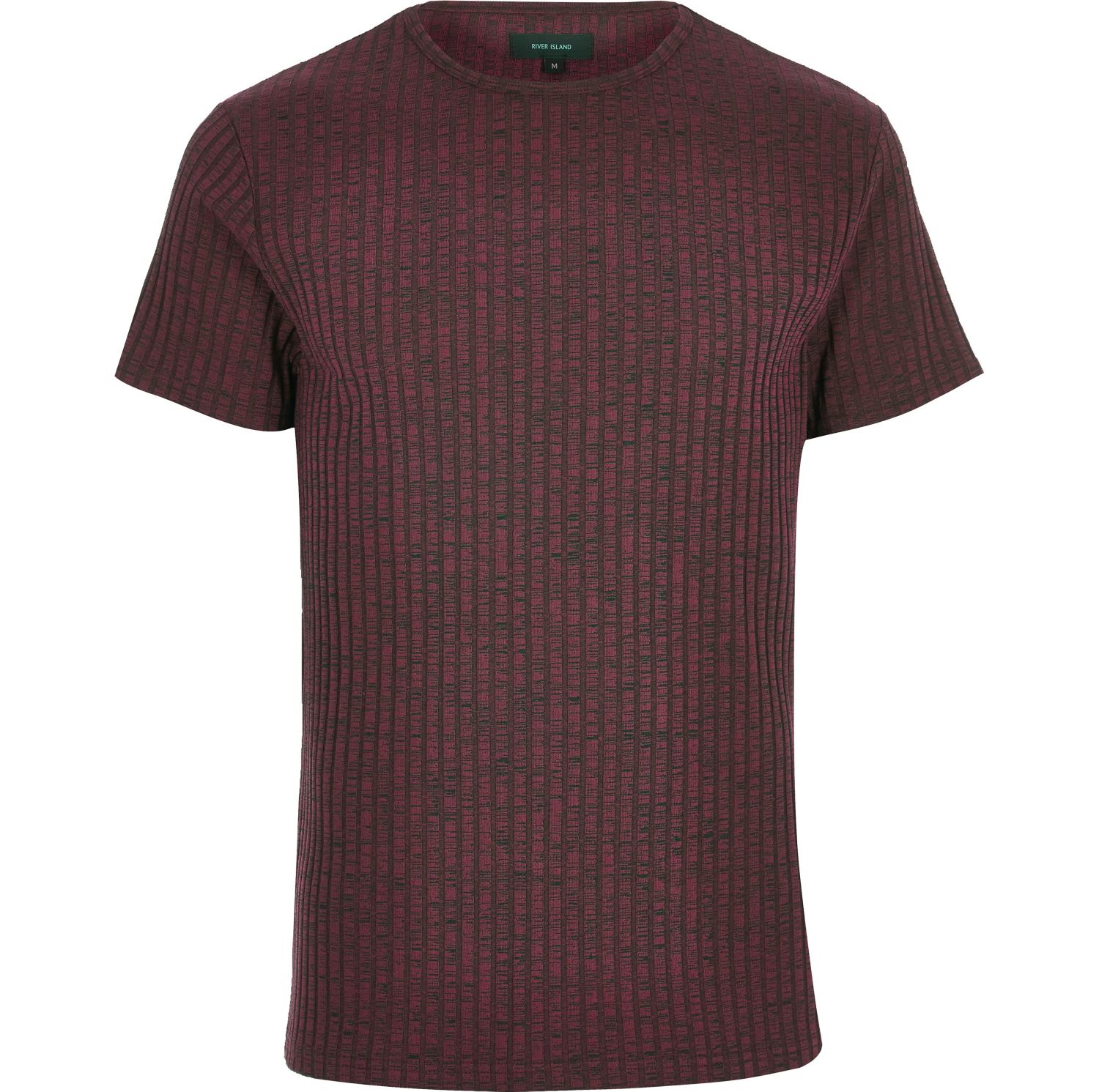 River Island Dark Red Ribbed Short Sleeve T-shirt in Red for Men - Lyst