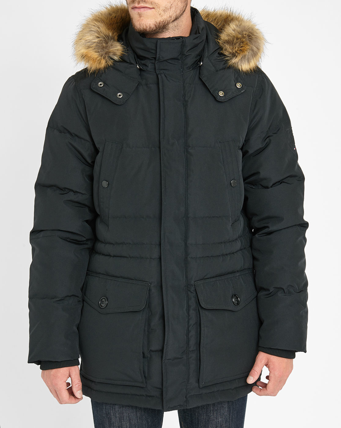 Tommy hilfiger Black Darren Nylon Removable-fur Jacket in Black for Men ...