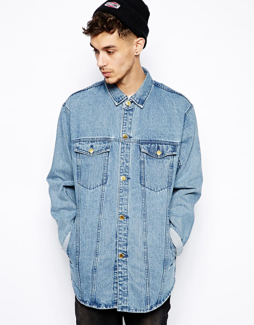 Cheap Monday Longline Denim Jacket in Blue for Men - Lyst