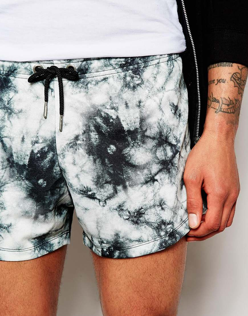 Lyst Asos Jersey Shorts In Extreme Short Length With Print In Gray For Men 7280