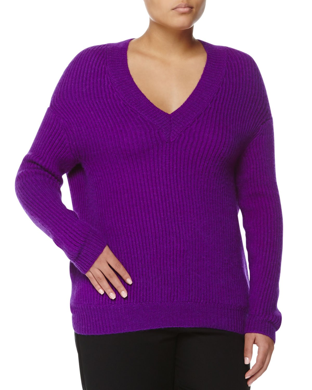 mens purple v neck jumper