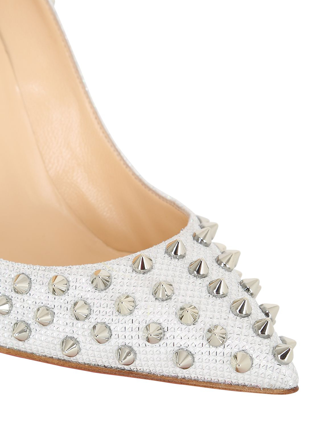 Christian louboutin 100Mm Follies Spikes Glittered Pumps in White ...