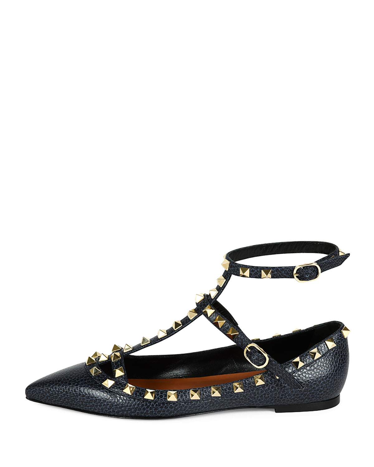 valentino rockstud caged leather ballerina flat