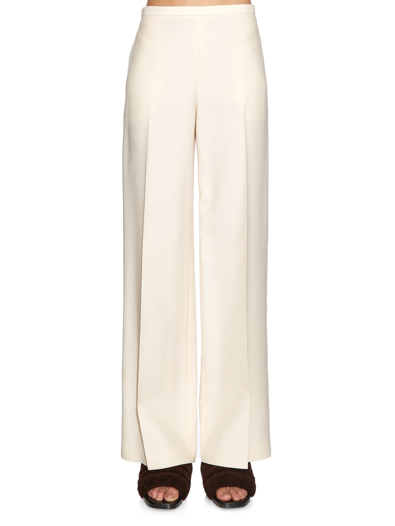 wide leg wool trousers