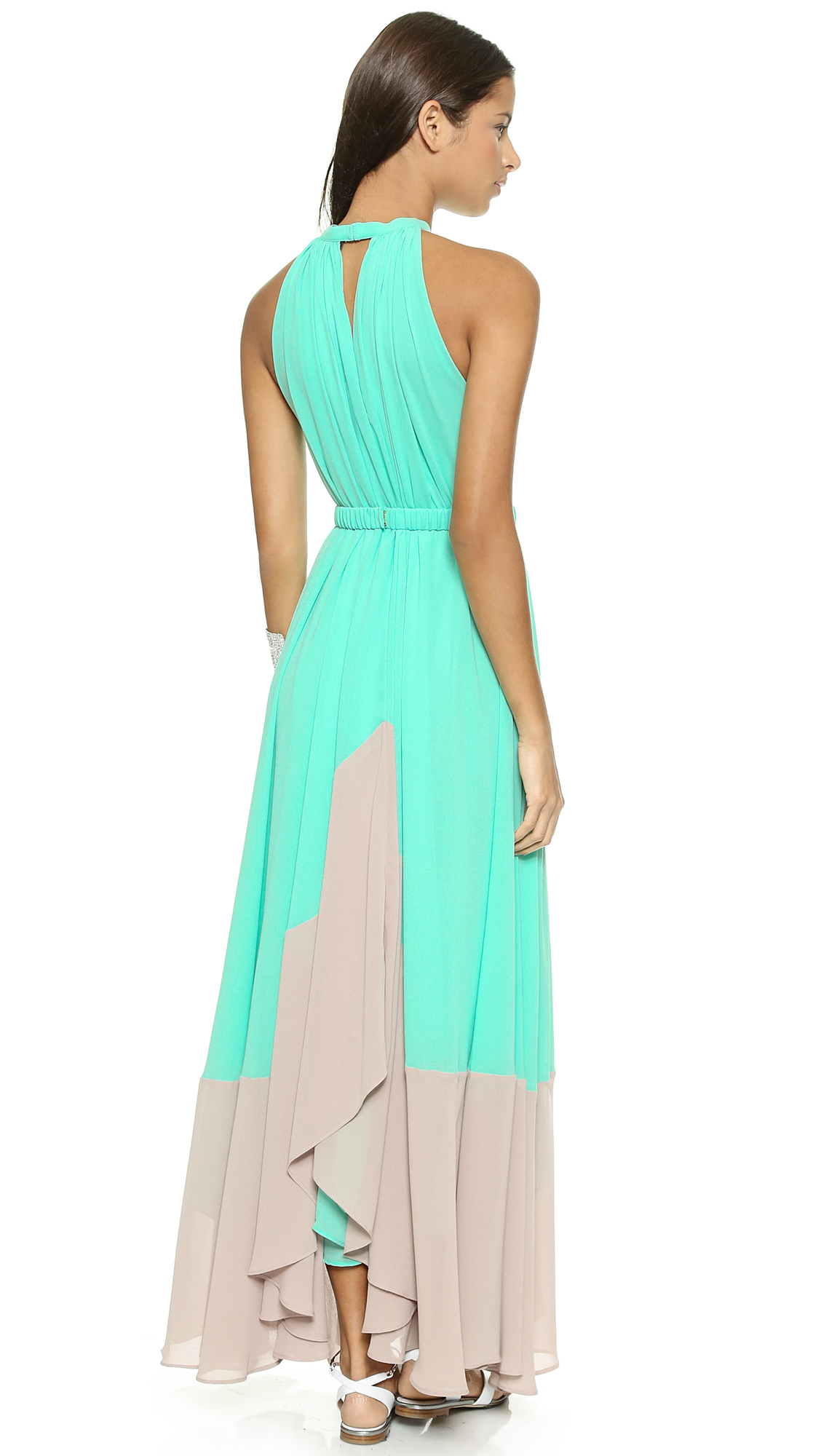 Lyst - Saloni Iris Maxi Dress - Orange in Green