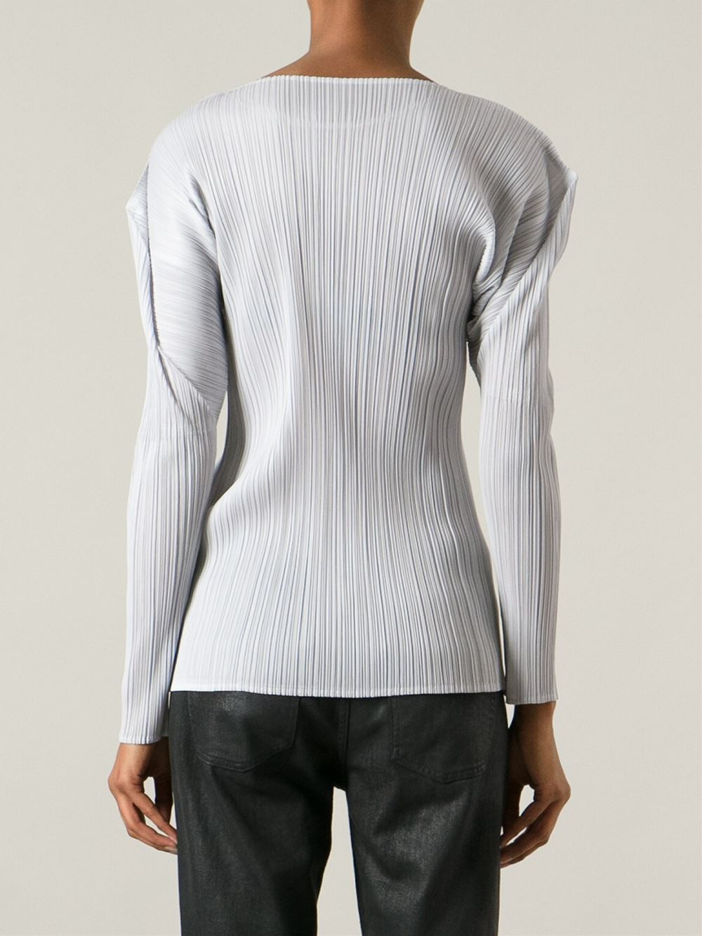 Lyst - Pleats Please Issey Miyake Pleated Top in Gray