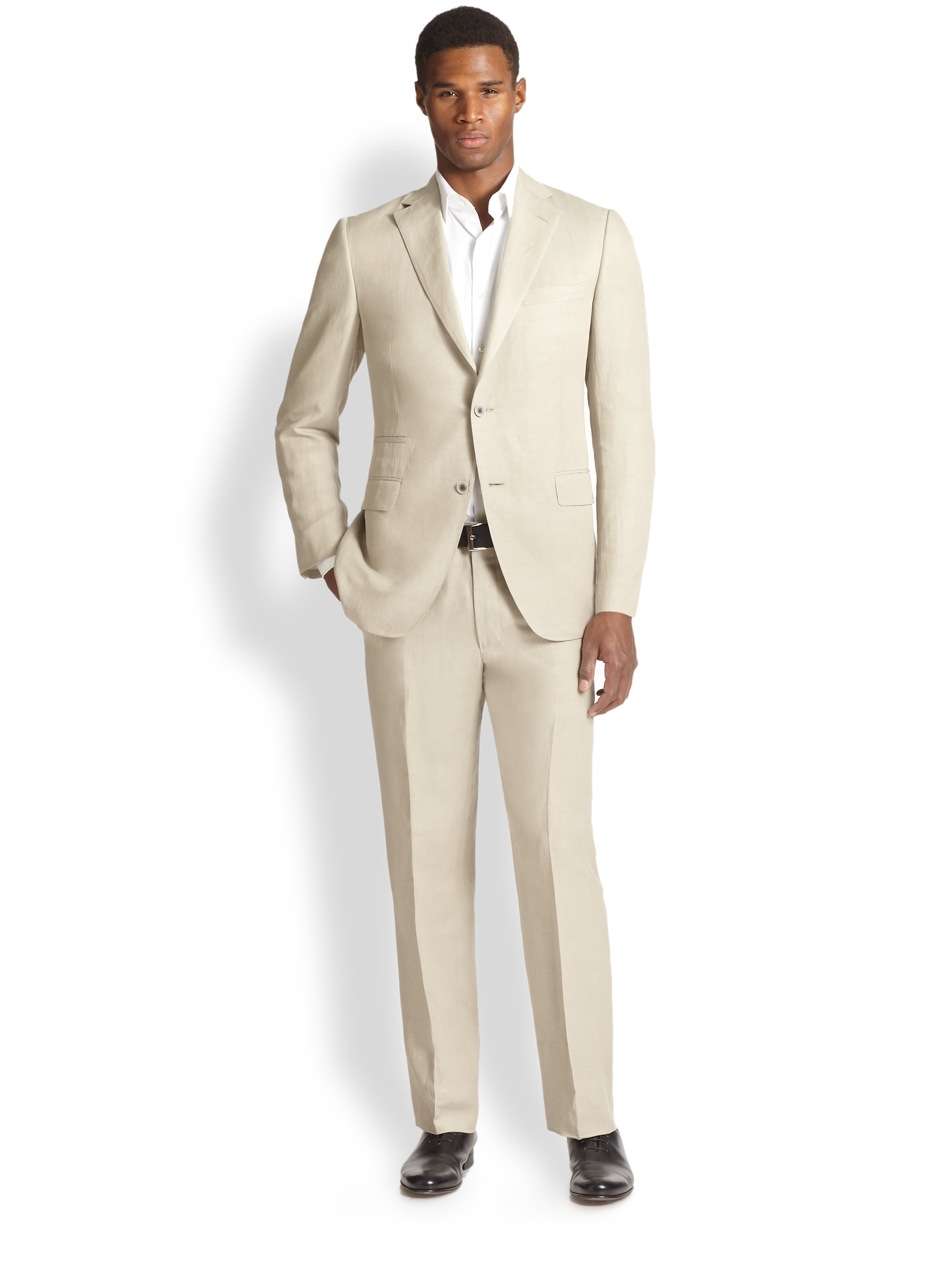 Saks Fifth Avenue Samuelsohn Slub Silk And Linen Suit In Natural For Men Lyst 