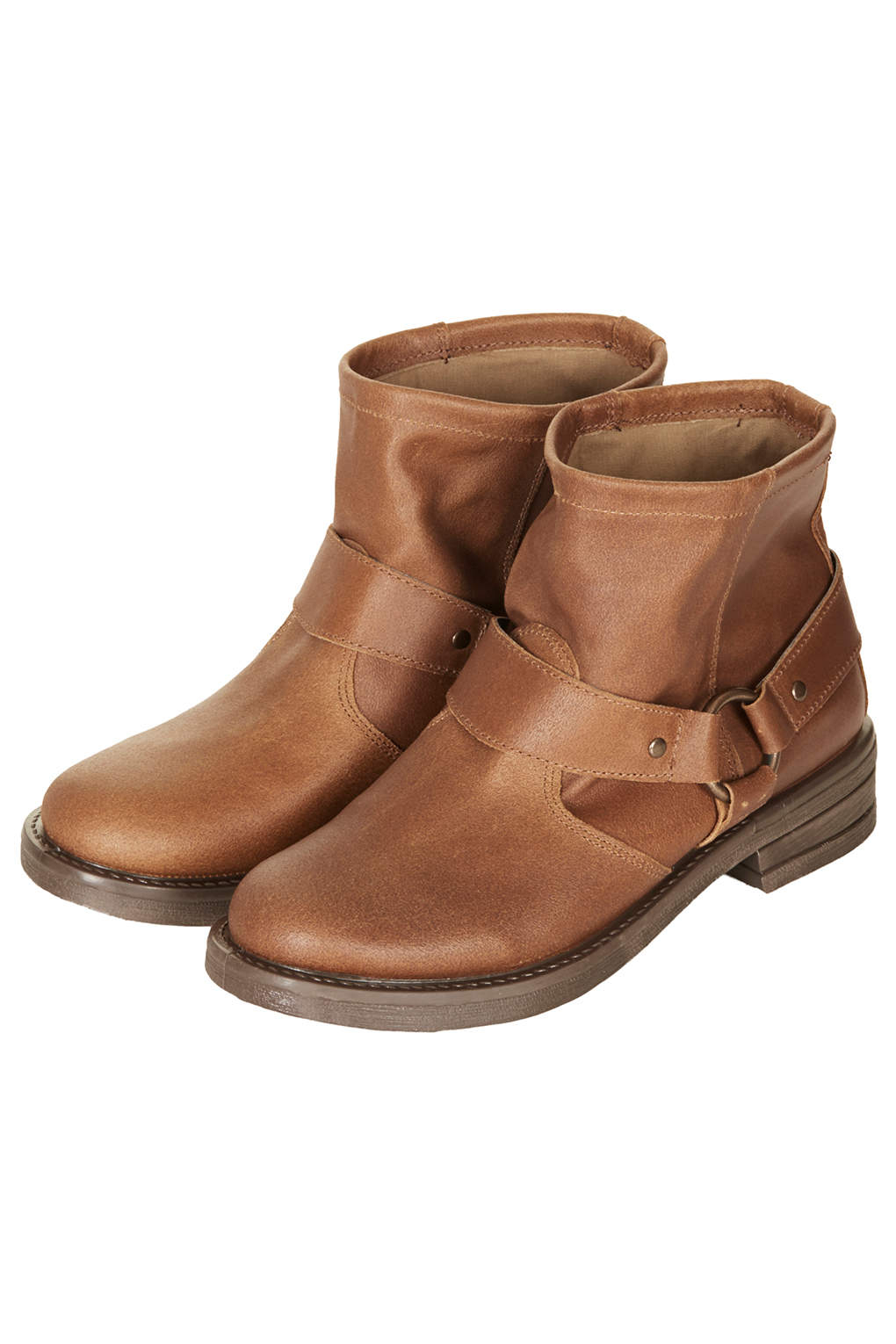 Topshop Buster Harness Biker Boots in Brown (TAN) | Lyst
