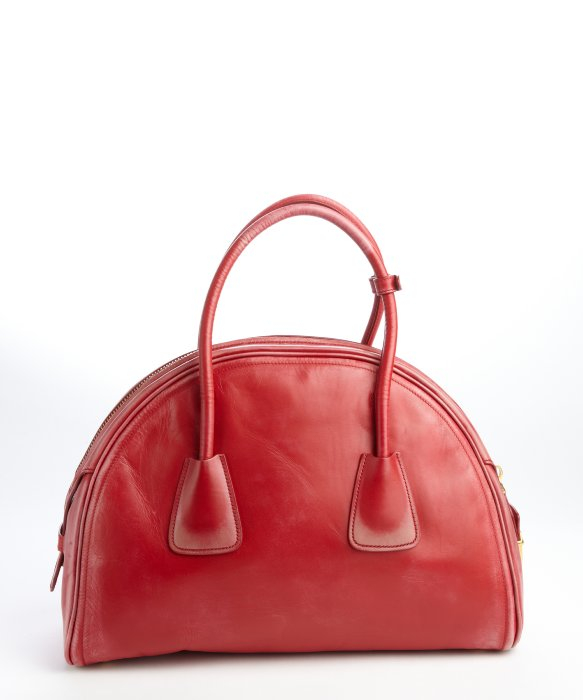 prada red leather bag  