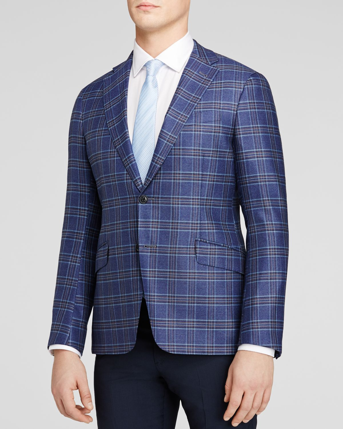 Armani Plaid Jacket - Classic Fit in Blue for Men | Lyst