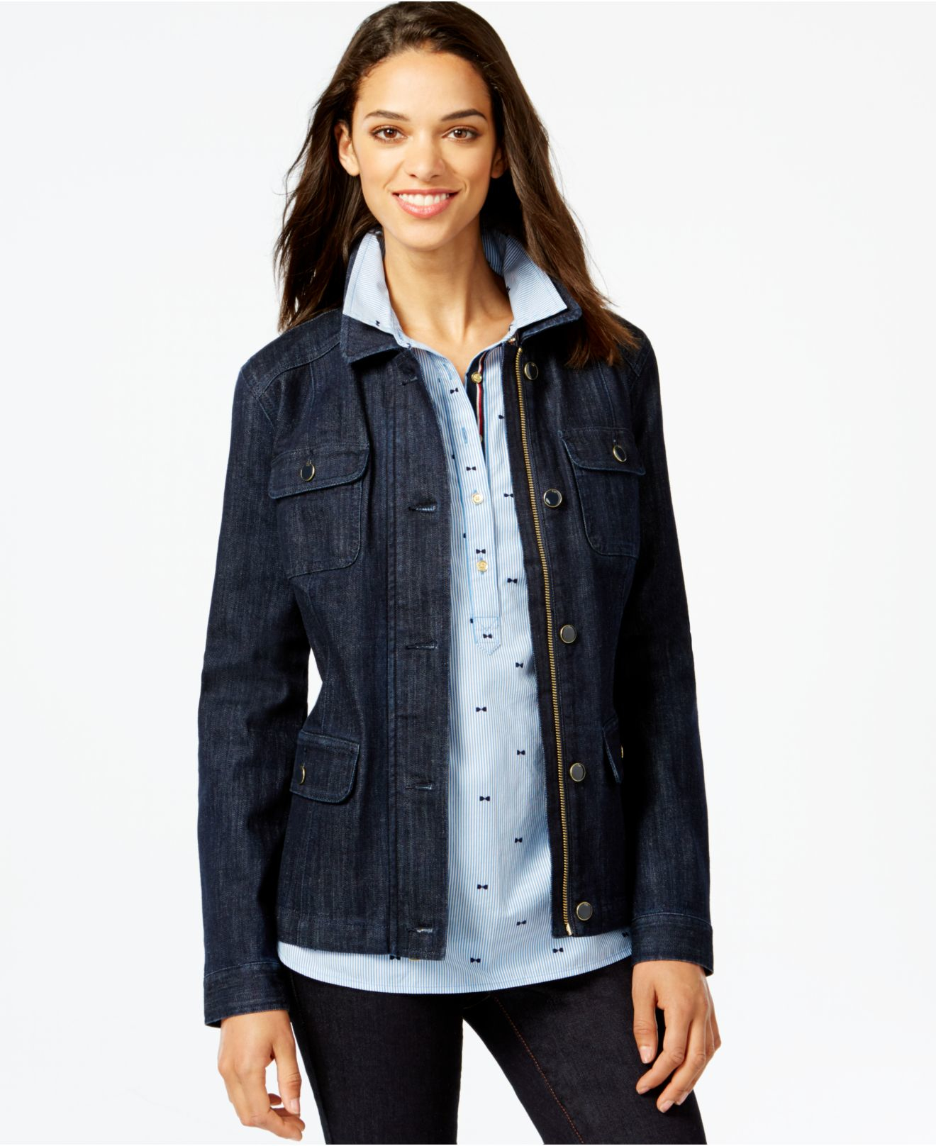 Lyst - Tommy Hilfiger Zip-front Denim Jacket in Blue