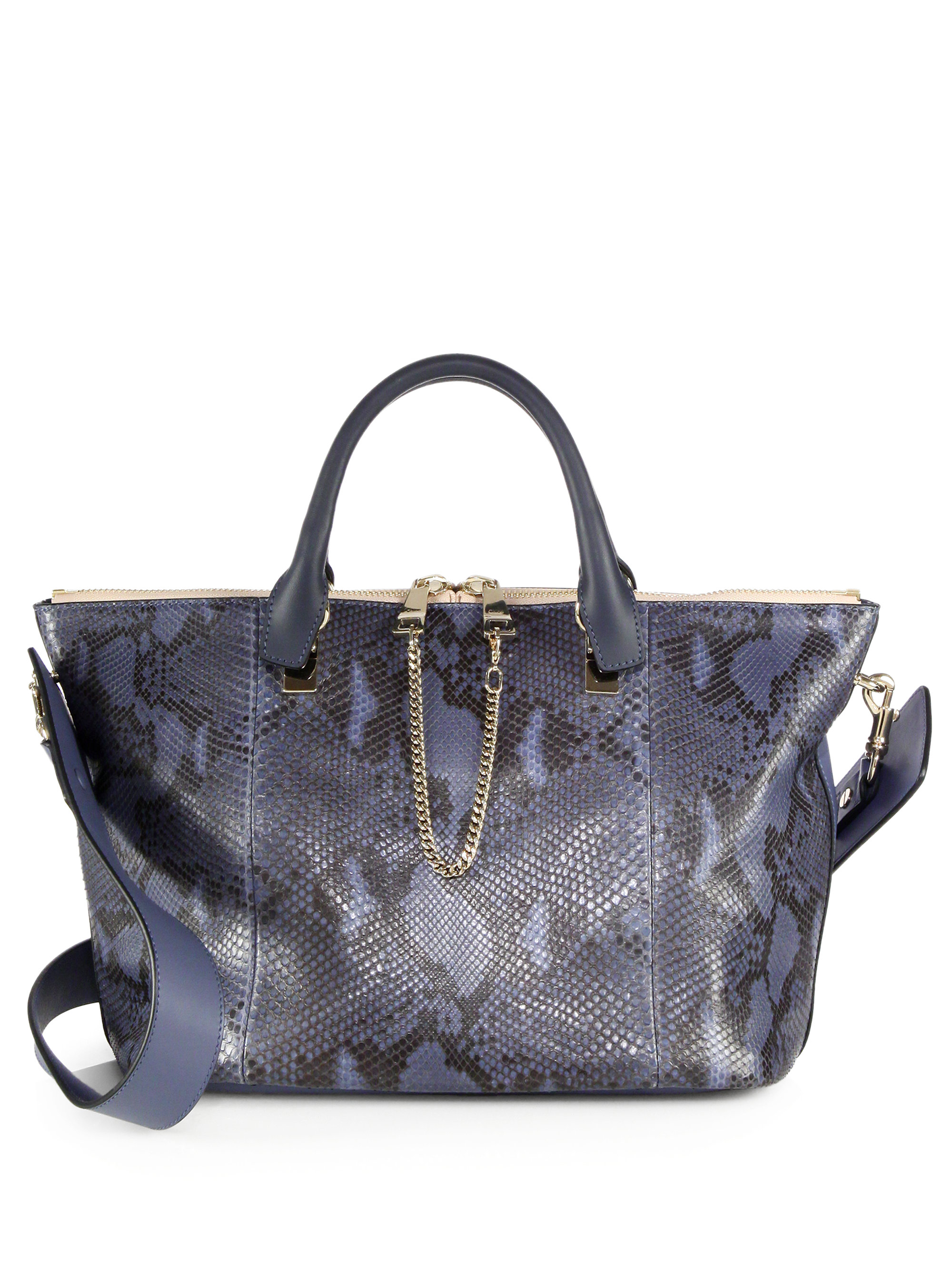 chloe pink bag - Chlo Baylee Medium Python And Leather Satchel in Blue (STREET ...