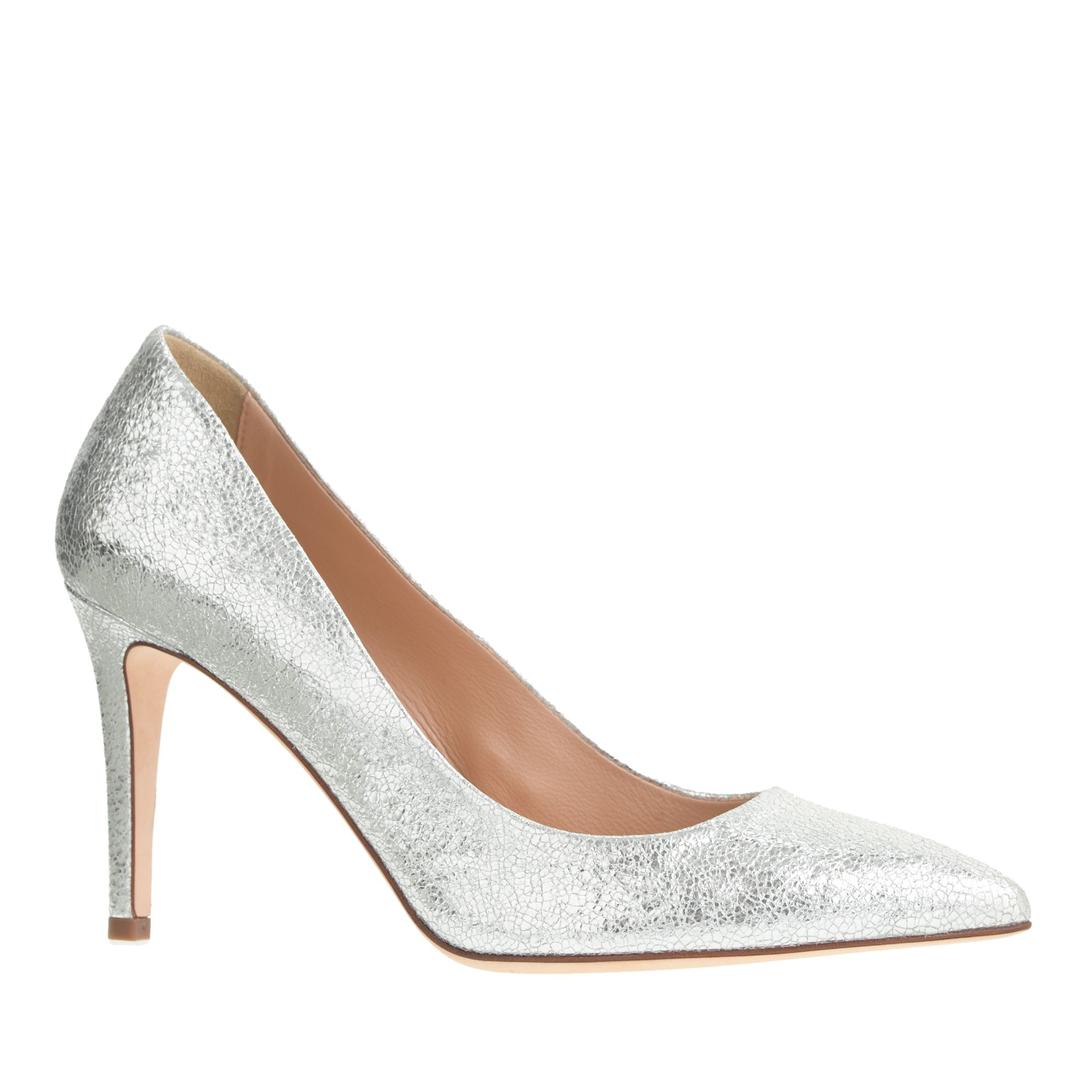 J.crew Everly Crackled Metallic Leather Pumps in Silver (metallic ...
